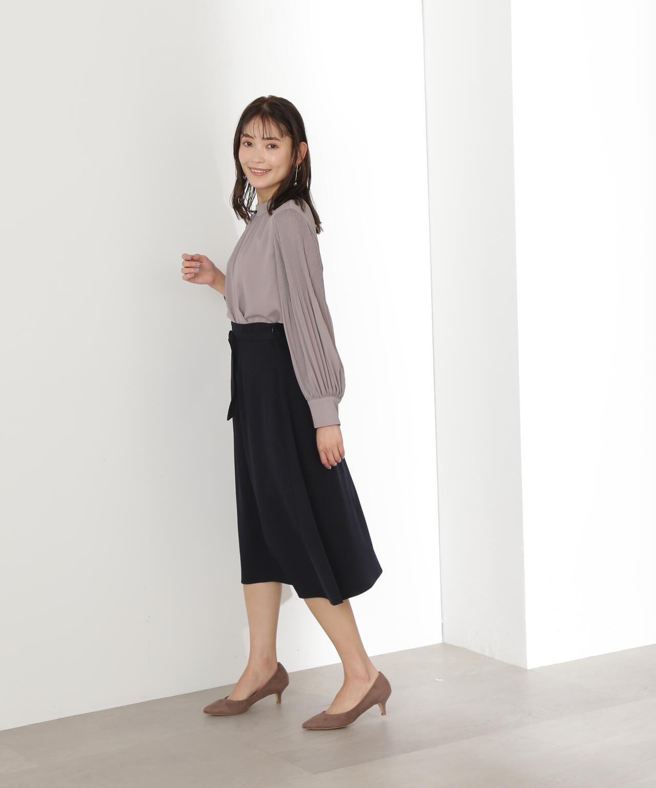 ベルト付きフレアスカート
