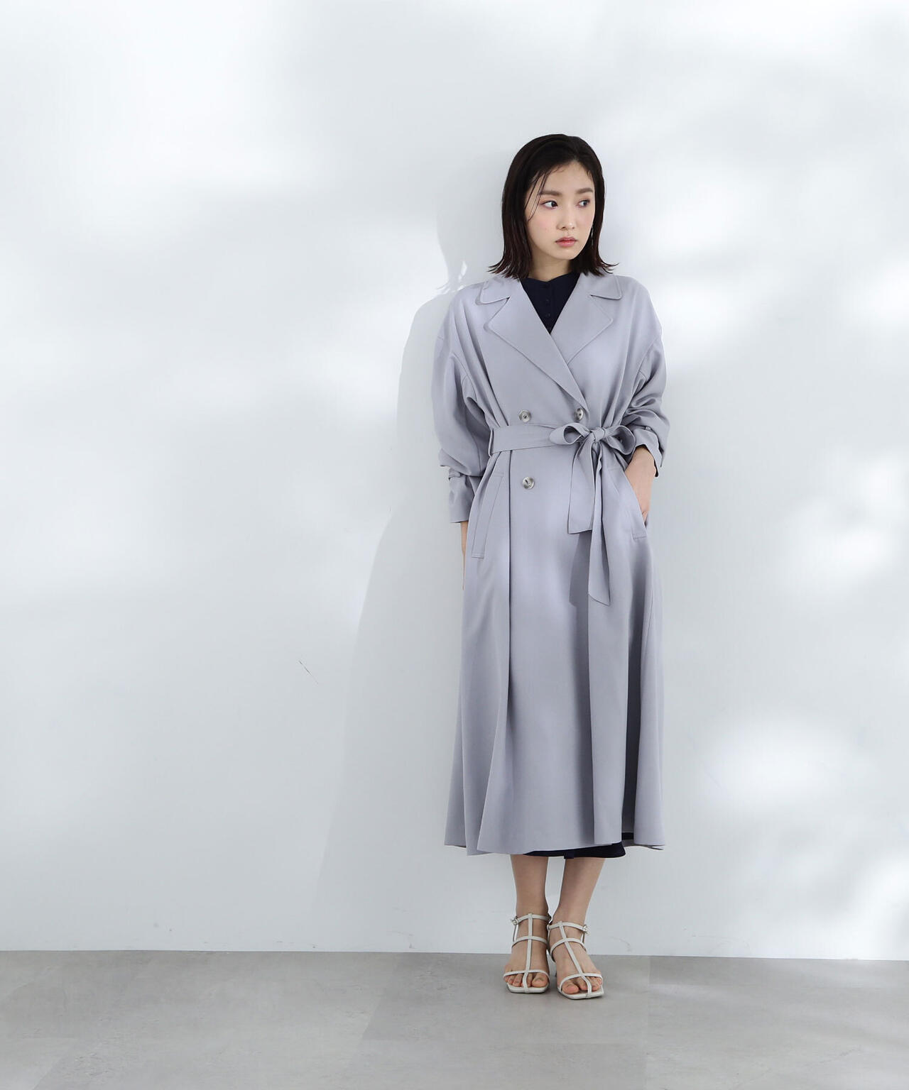 【美品】n100 シルクタフタコート　シルバー 美人百花掲載】クリアツイルドレストレンチコート | NATURAL BEAUTY