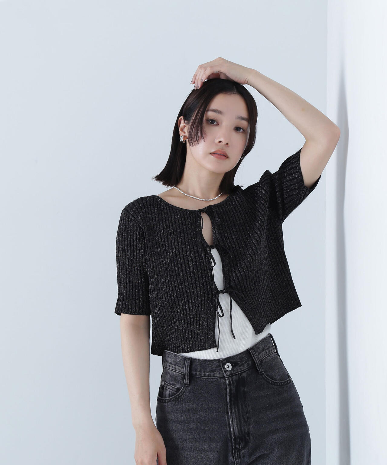 リボンショートラメカーディガン* | NATURAL BEAUTY BASIC（ナチュラル