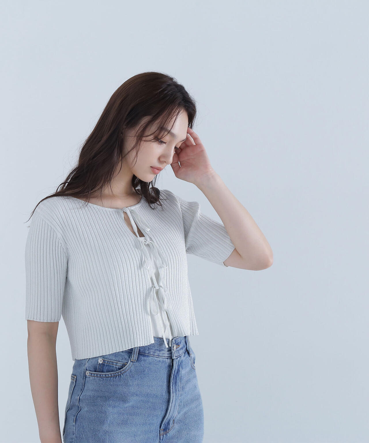 リボンショートラメカーディガン* | NATURAL BEAUTY BASIC（ナチュラル