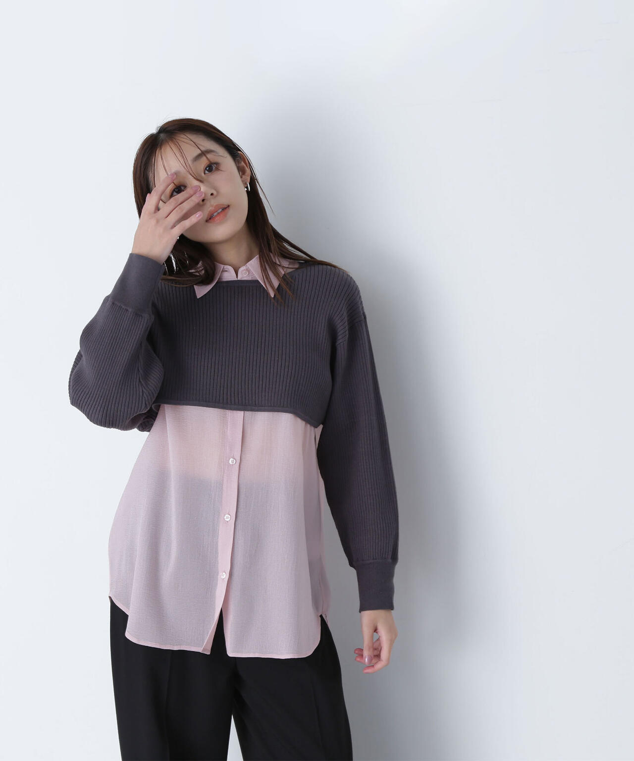 ニットレイヤードシアーシャツ | NATURAL BEAUTY BASIC（ナチュラル