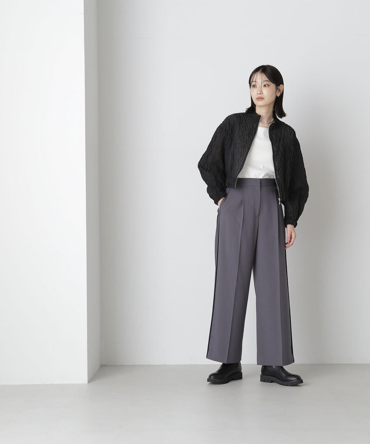 ふくれジャガードシアーブルゾン | NATURAL BEAUTY BASIC（ナチュラル