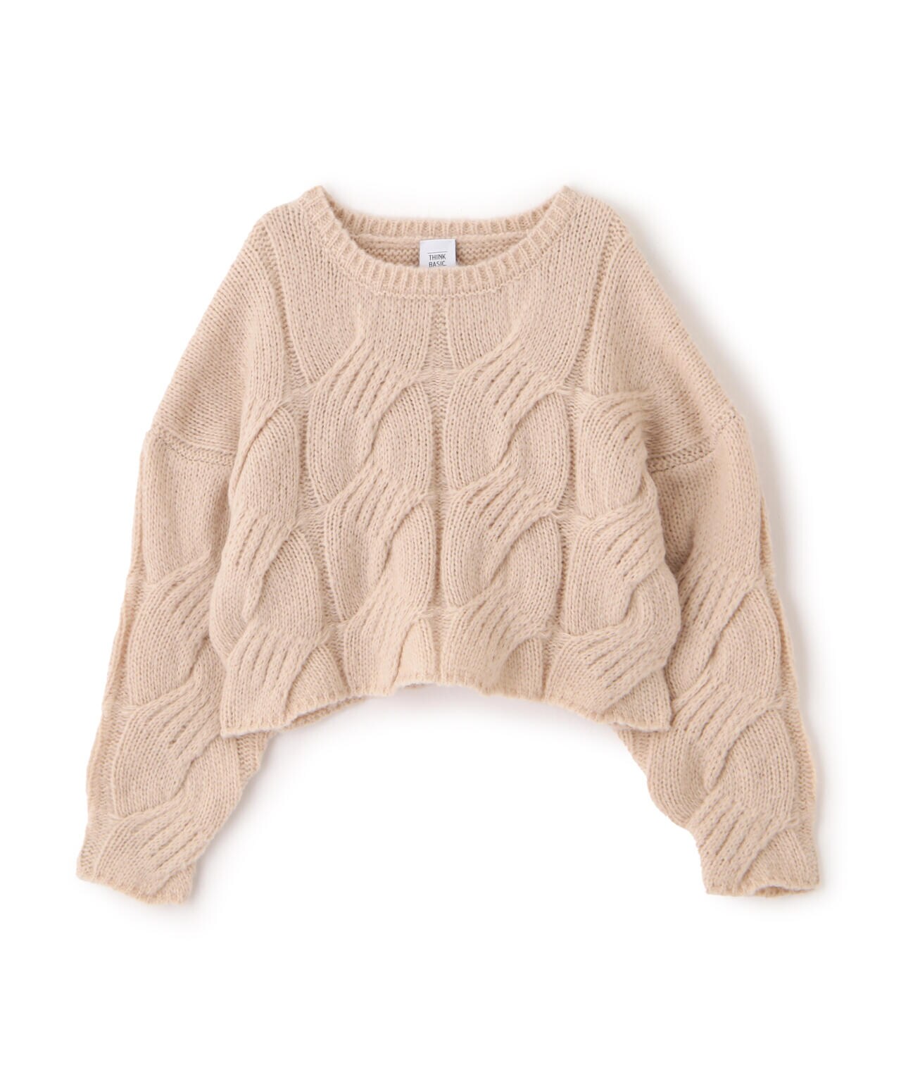 新品未開封THE TOÉ ハンドメイド ケーブルニット ベージュ F 冬 毛玉軽減／洗える】クロップドミニケーブルニット（ニット/セーター