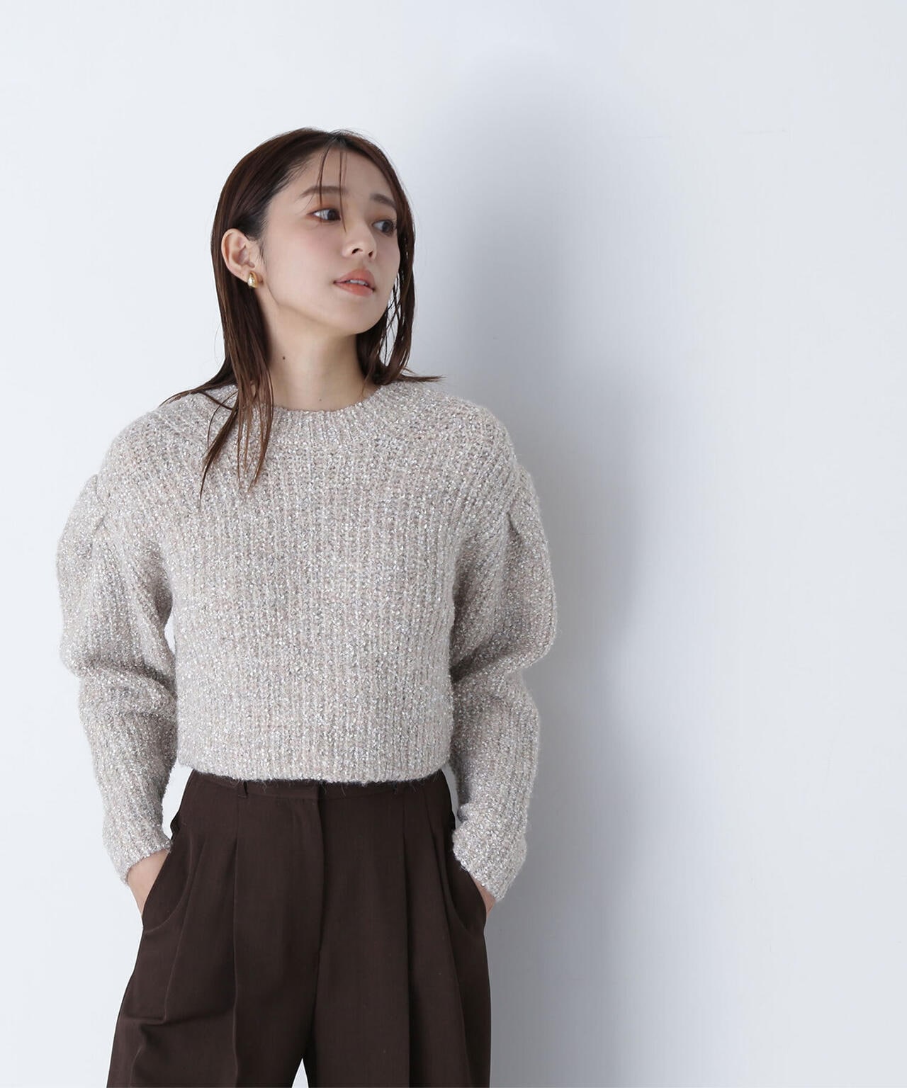 リボンヤーンショートニット | NATURAL BEAUTY BASIC（ナチュラル