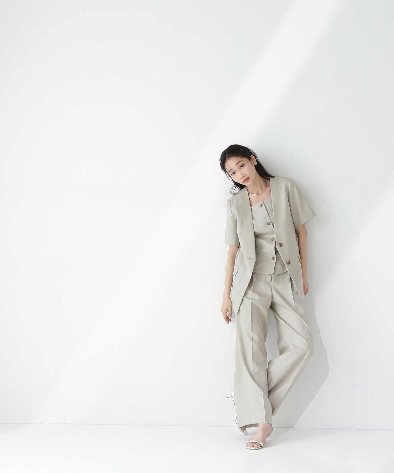 リネンライクツイルシリーズ ストレートパンツ*