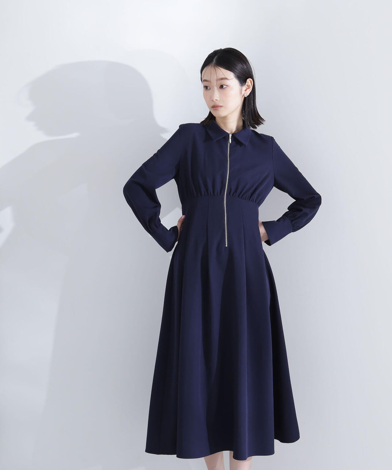 襟付フロントジップワンピース | NATURAL BEAUTY BASIC（ナチュラル