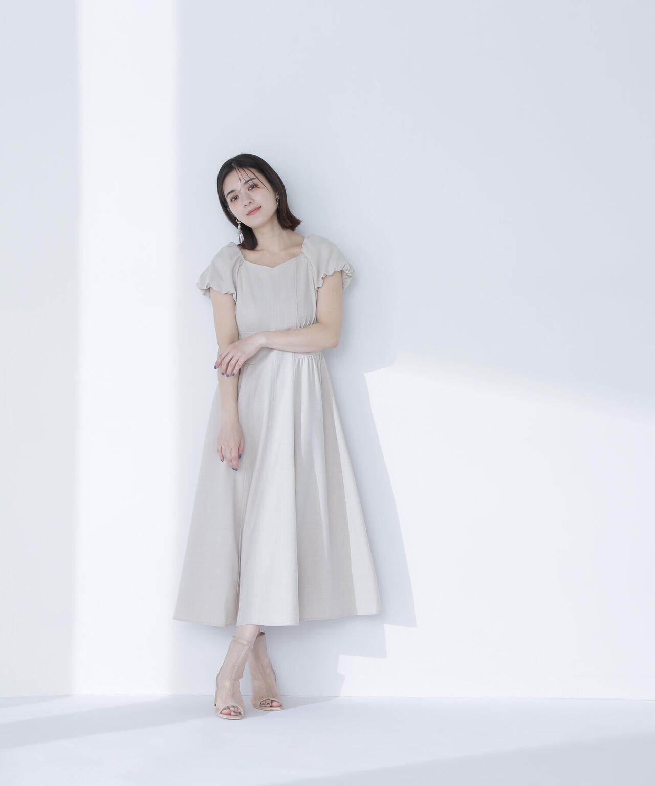 リネンライクパフスリーブワンピース* | NATURAL BEAUTY BASIC