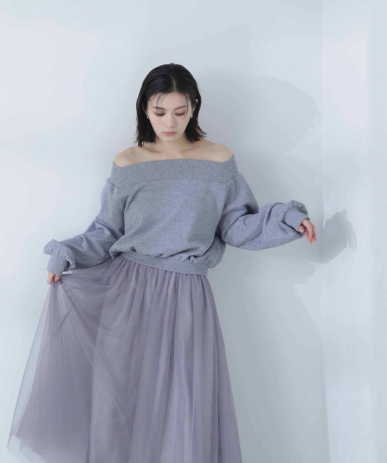 オフショル裏毛トップス＆チュールスカート | NATURAL BEAUTY BASIC