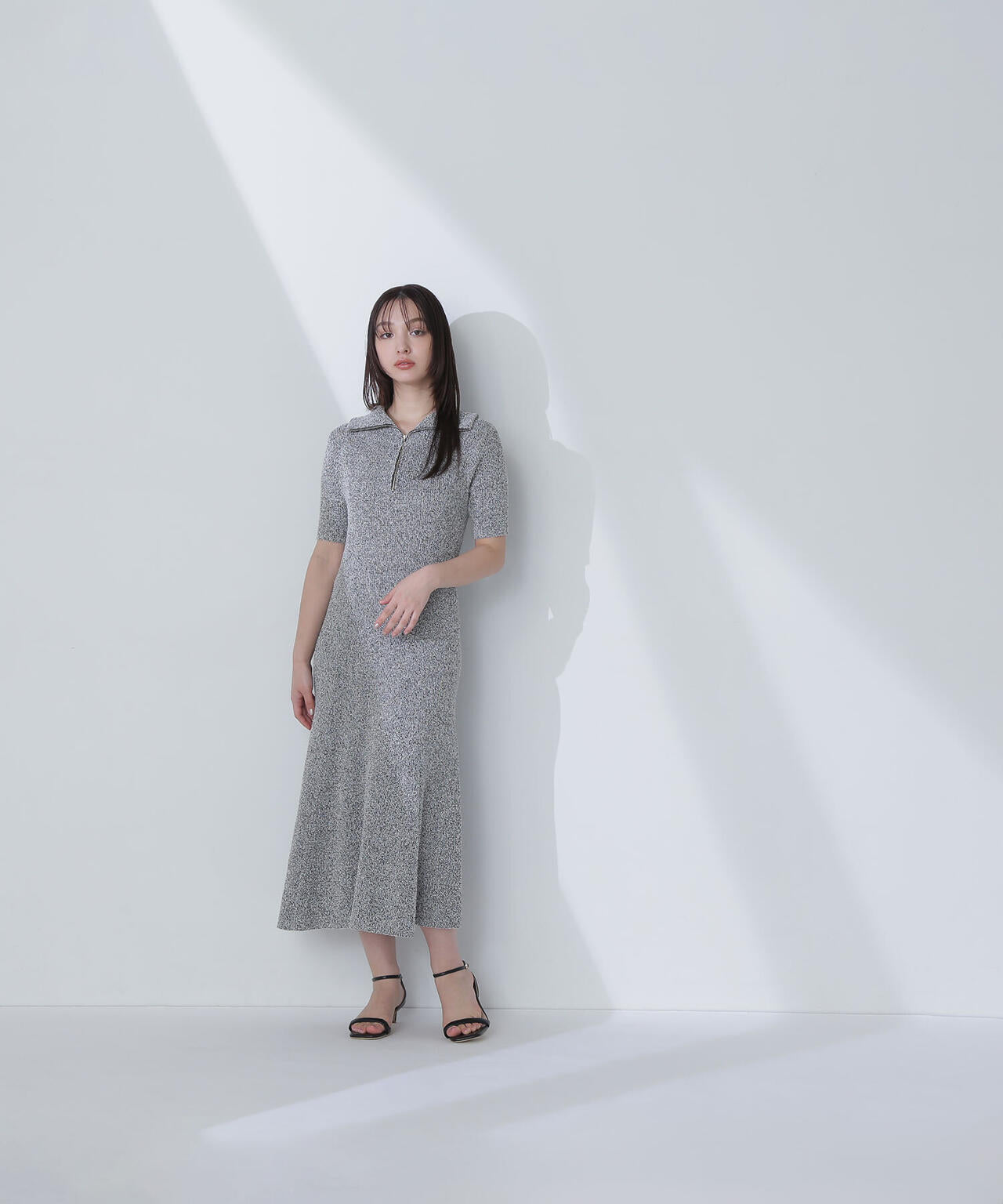 アルベロベロ　ブタさん　ウサギさん　ダブルジップ　半袖ニットワンピース ハーフジップナローニットワンピース＊ | NATURAL BEAUTY BASIC