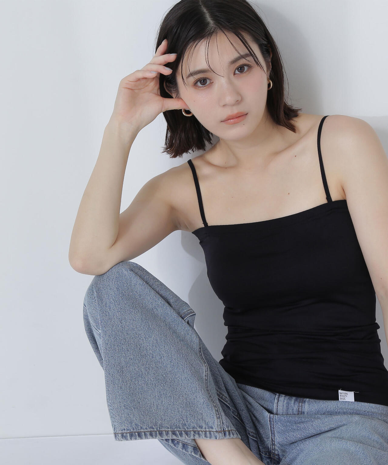 ２３区新品　新作✨️ベアトップパット付きキャミソール　タンクトップiCBダントン 見上愛さん着用／洗える】ベアトップ パッド付き キャミソール