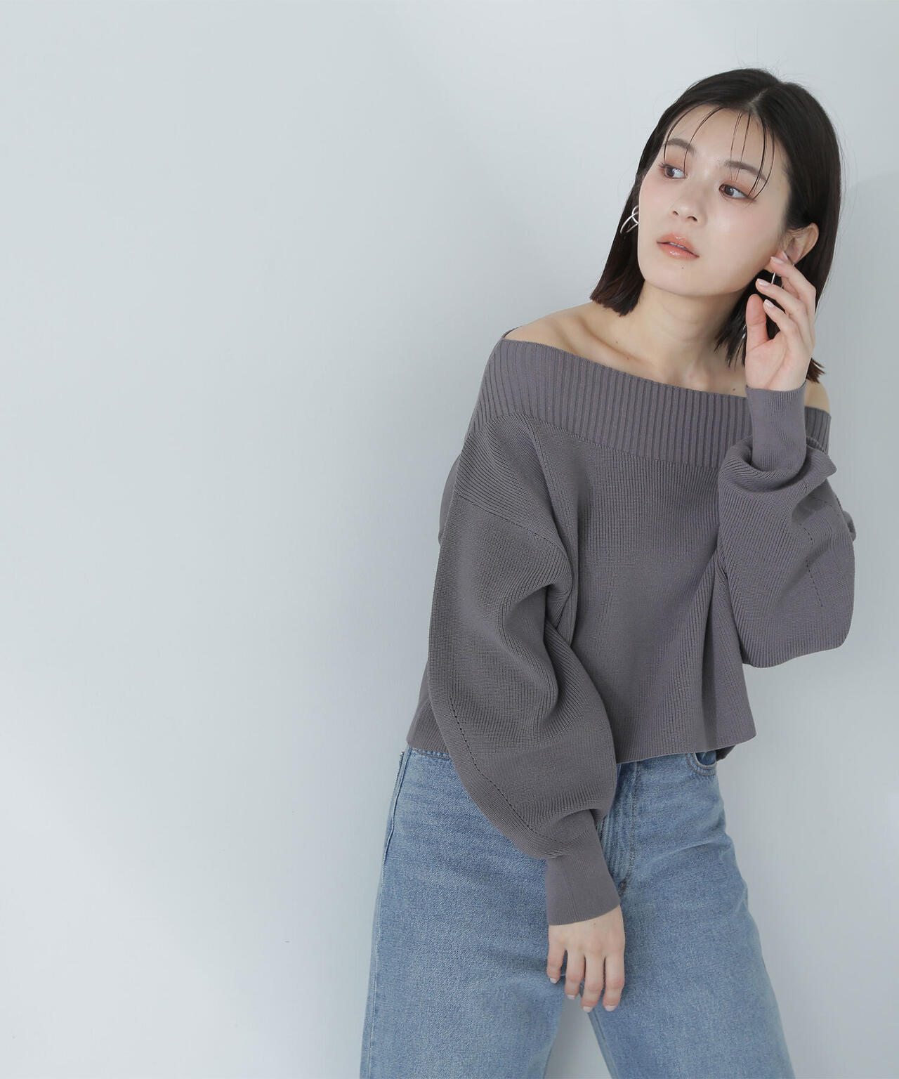 値下げGlossy クロップドオフショルダーグレーXS 値下げGlossy クロップドオフショルダーグレーXS 値下げGlossy