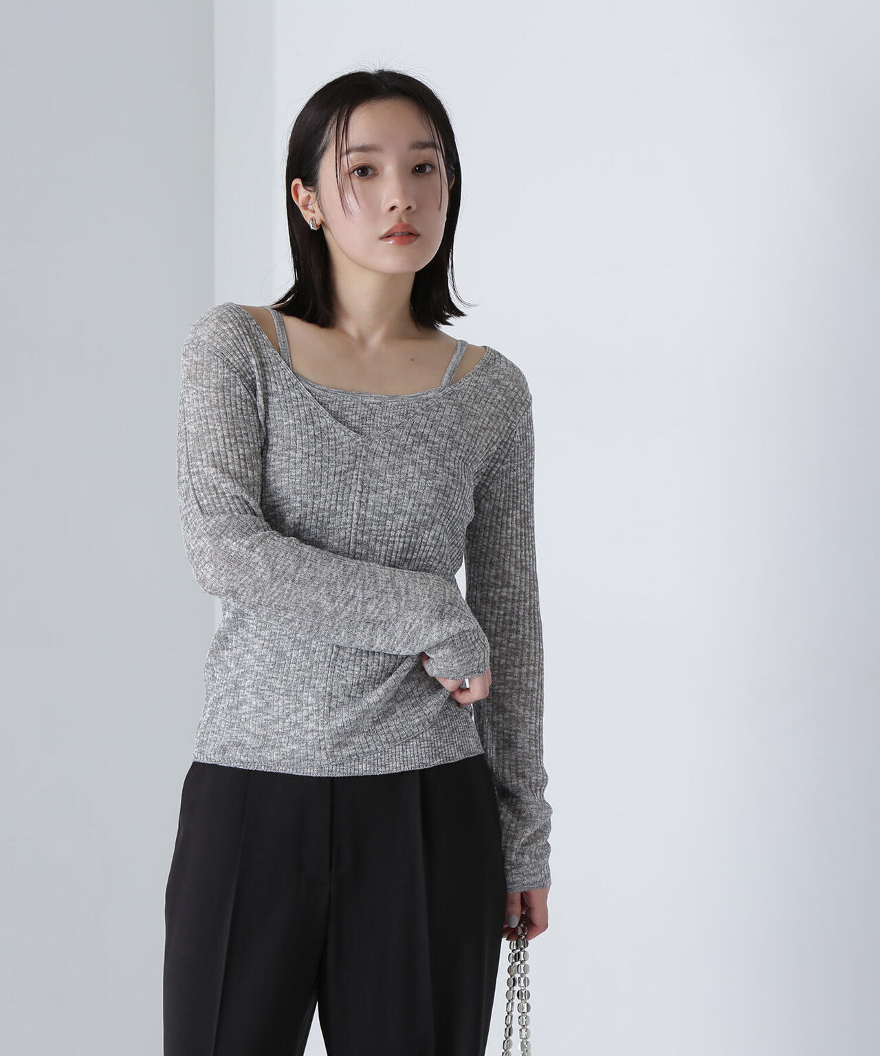 メランジシアーキャミレイヤードニット*