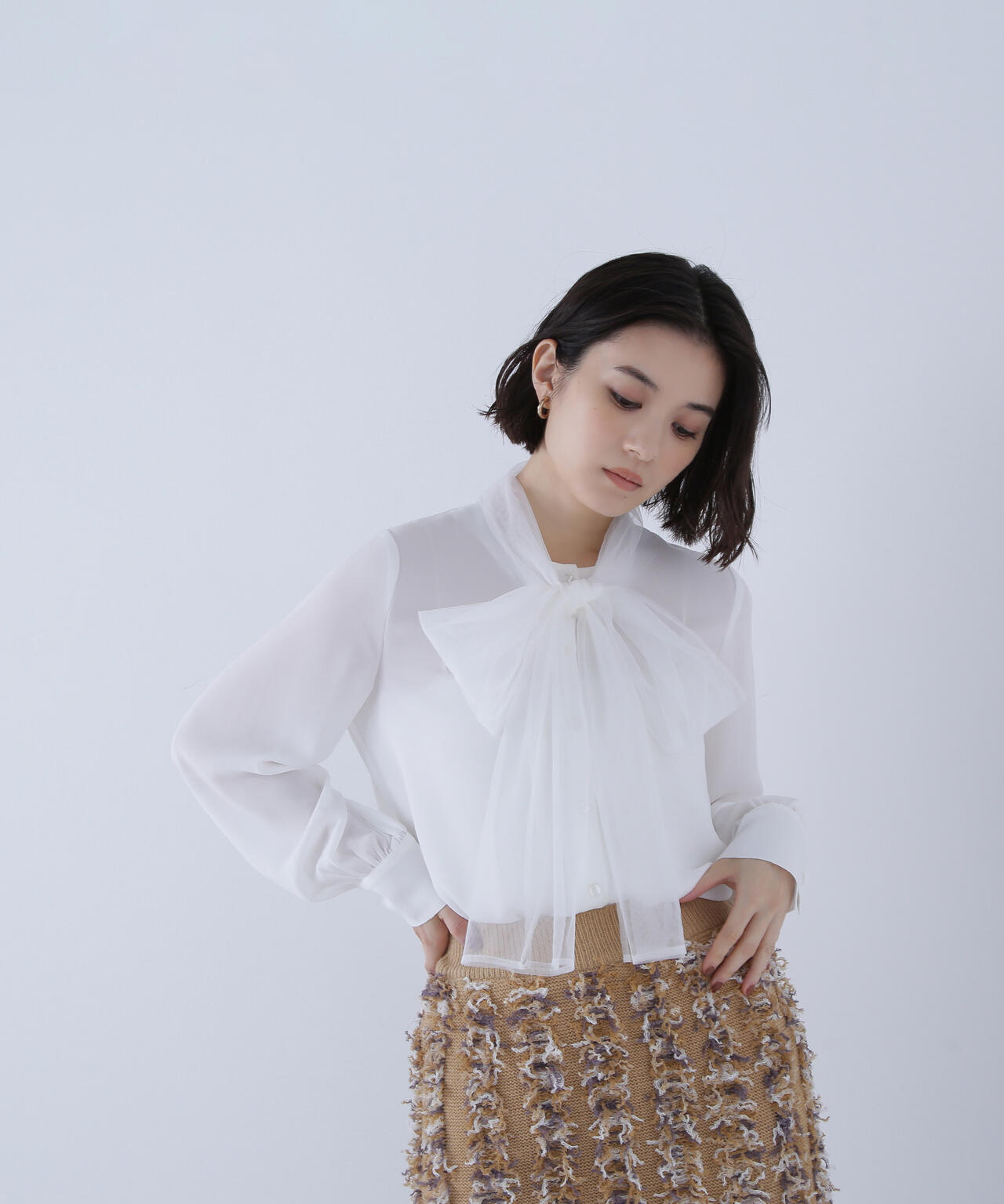 チュールボウタイブラウス