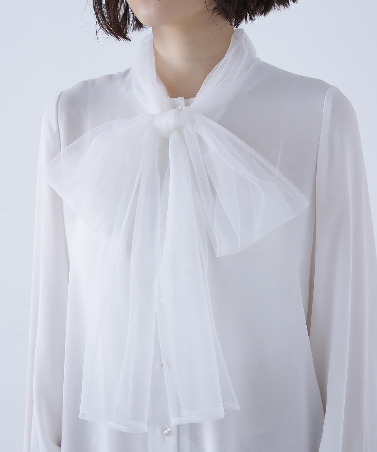 チュールボウタイブラウス