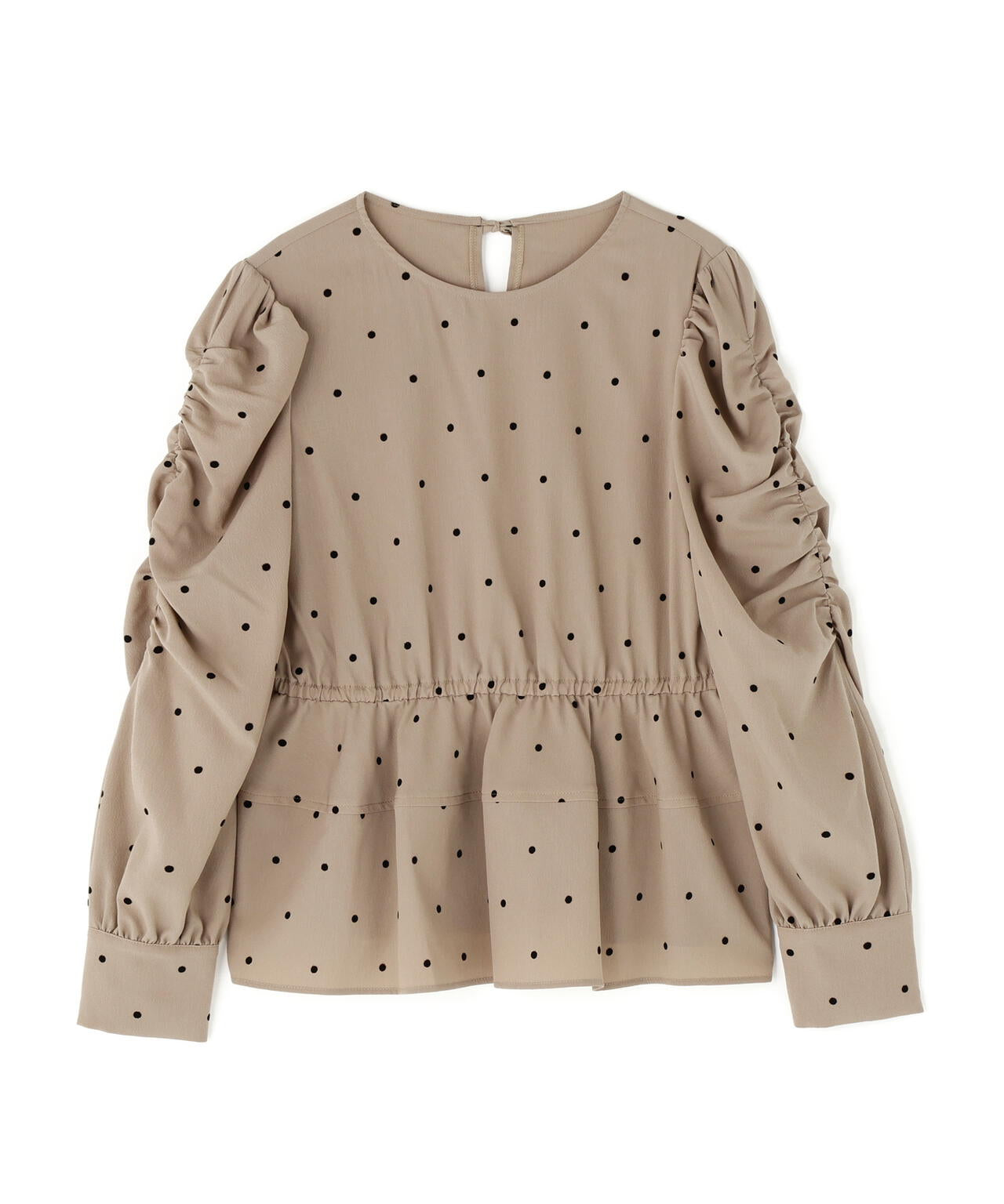 フロッキードットペプラムブラウス