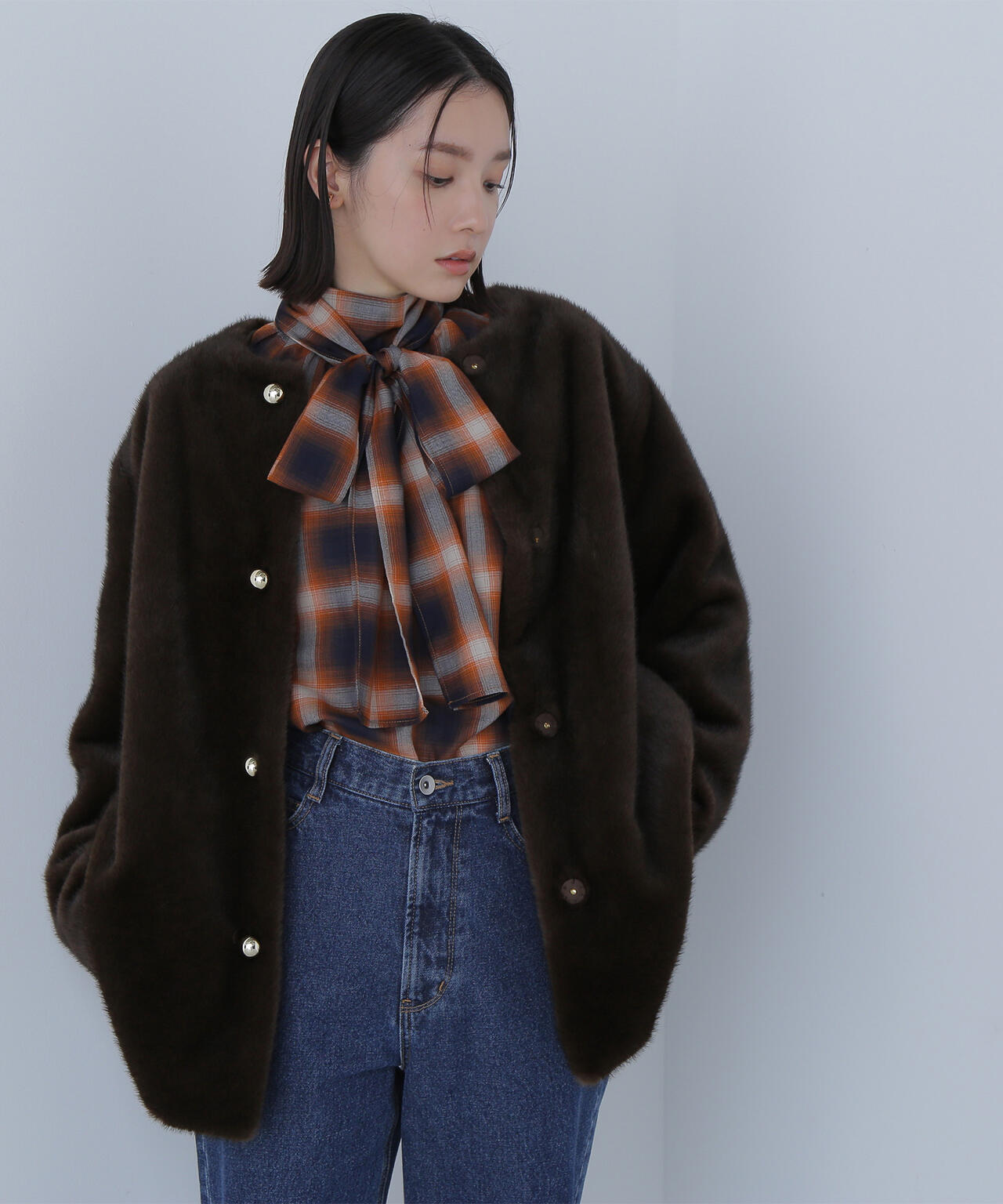 チェックボウタイブラウス | NATURAL BEAUTY BASIC（ナチュラル