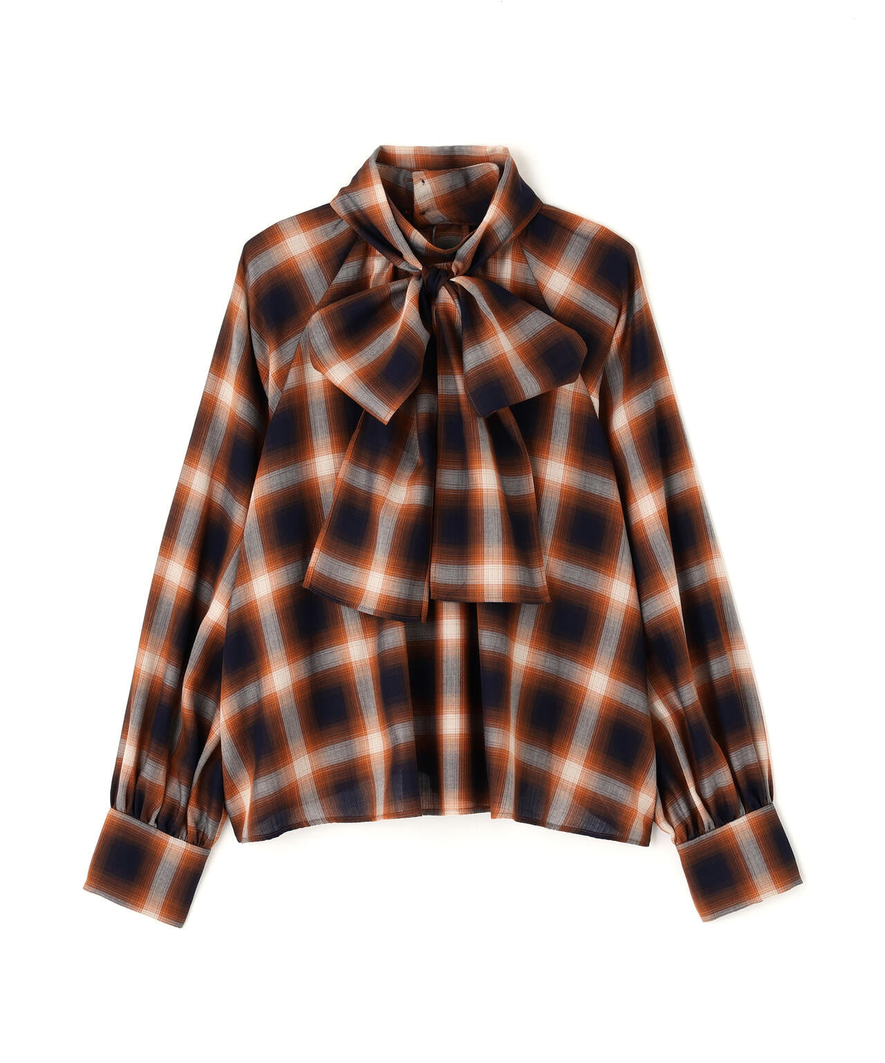 チェックボウタイブラウス