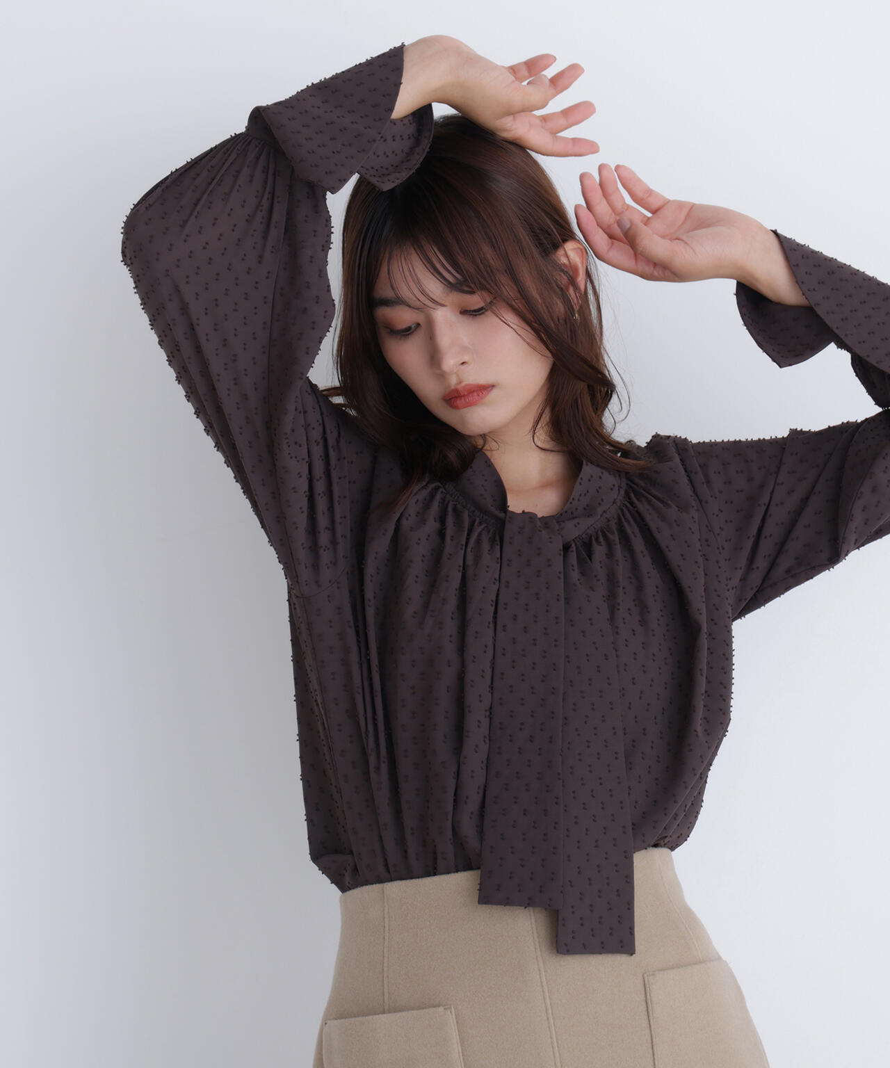 ナチュラルビューティーベーシック（NATURAL BEAUTY BASIC）/カットドビーボウブラウス カットドビーボウブラウス | NATURAL BEAUTY BASIC（ナチュラル