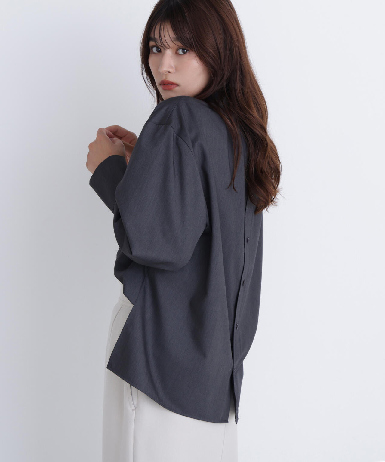 2wayスタンドネックブラウス