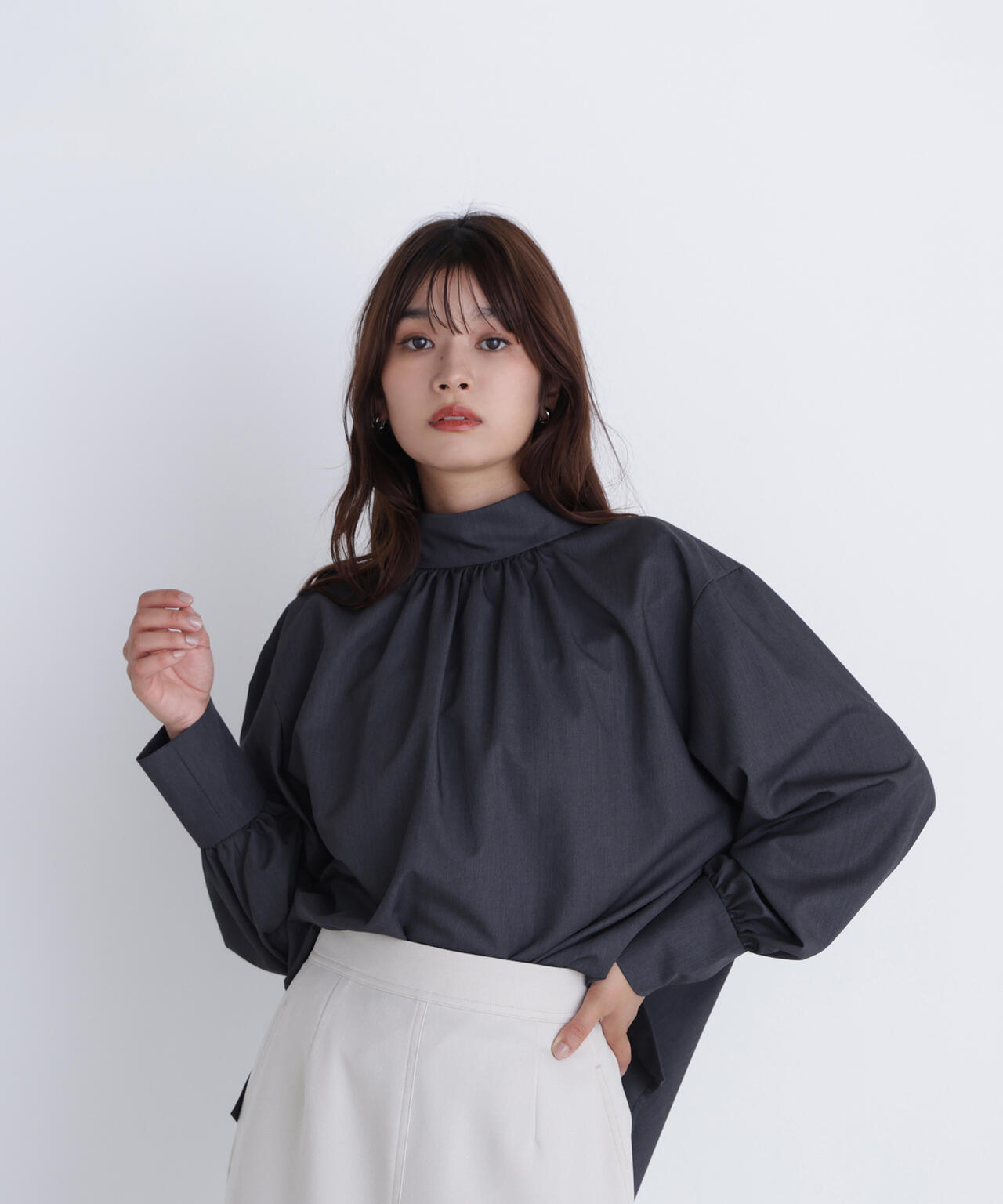 2wayスタンドネックブラウス | NATURAL BEAUTY BASIC（ナチュラル