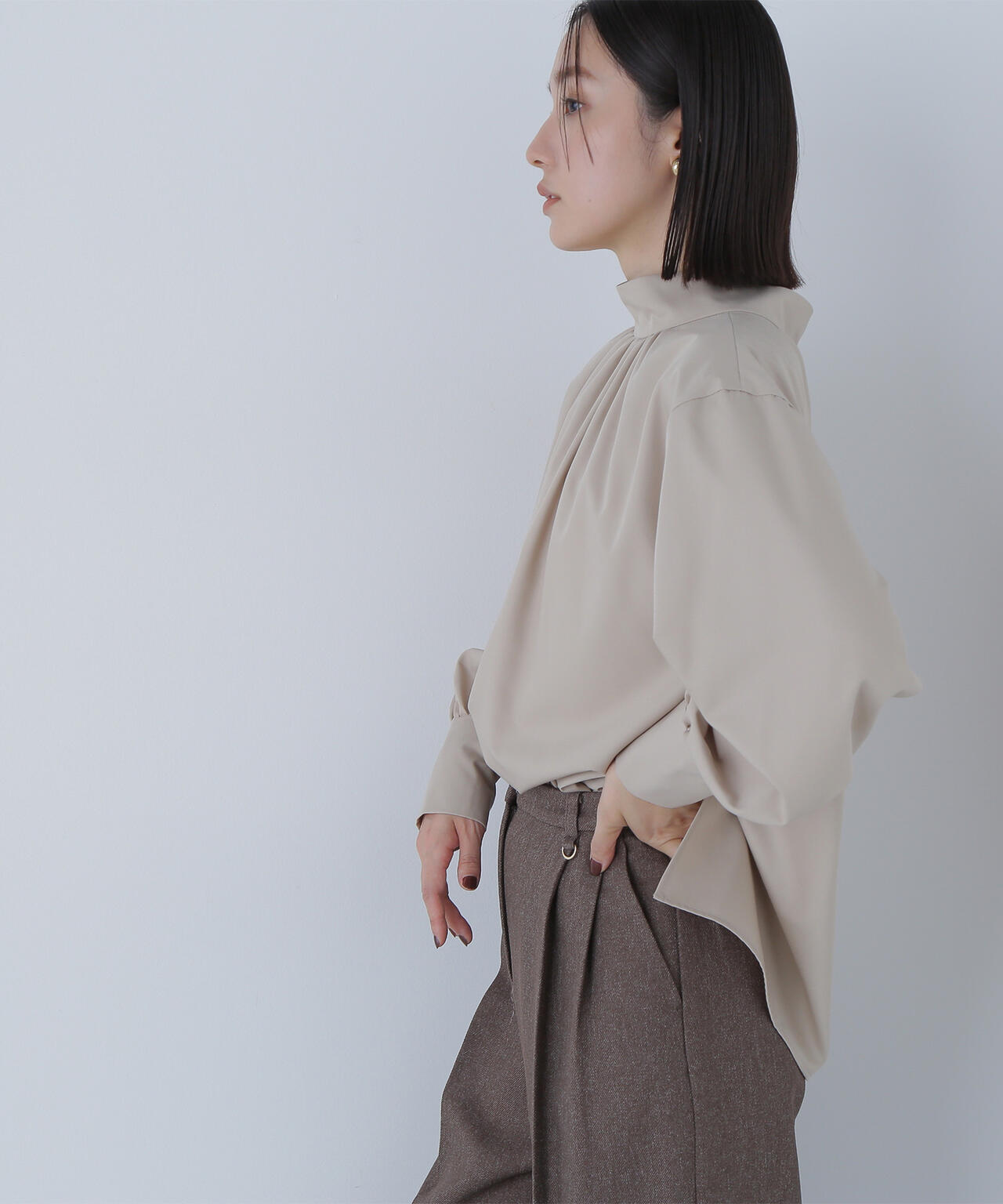 2wayスタンドネックブラウス