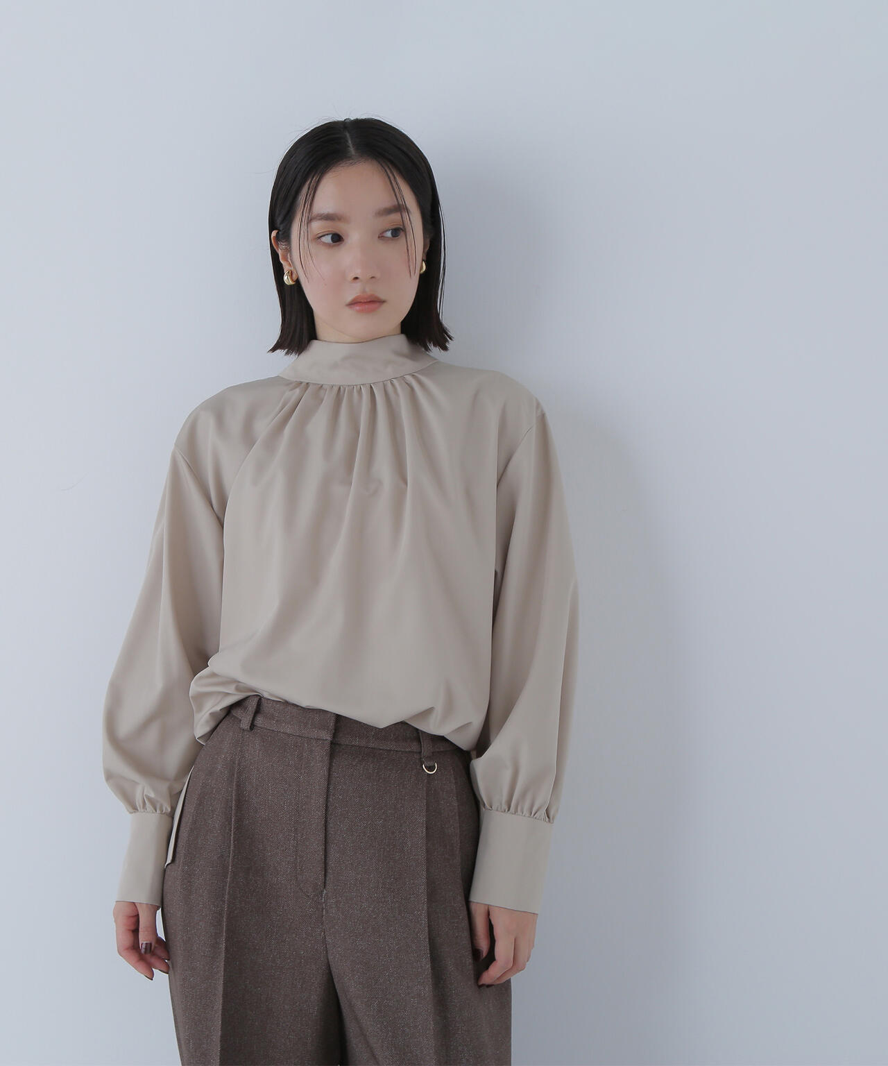 2wayスタンドネックブラウス