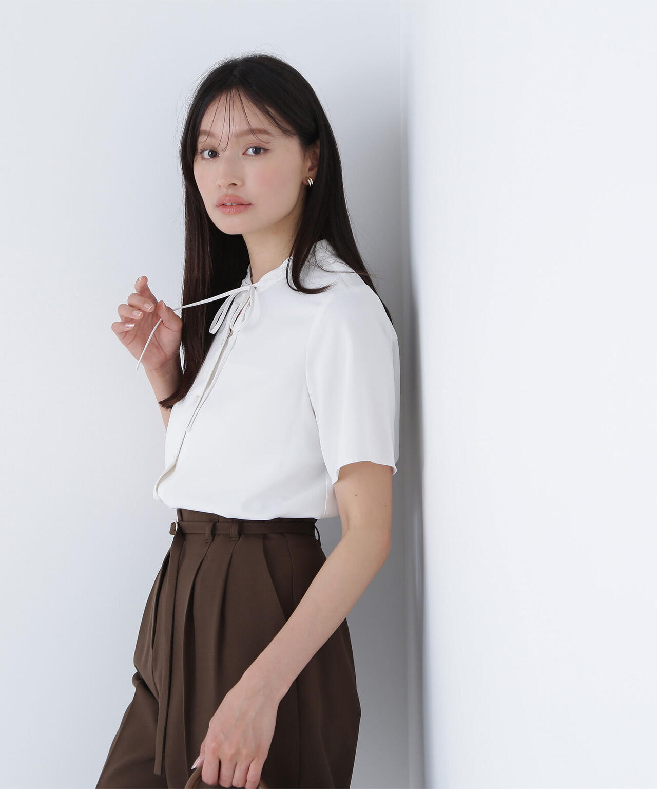 ナローリボンタイブラウス
