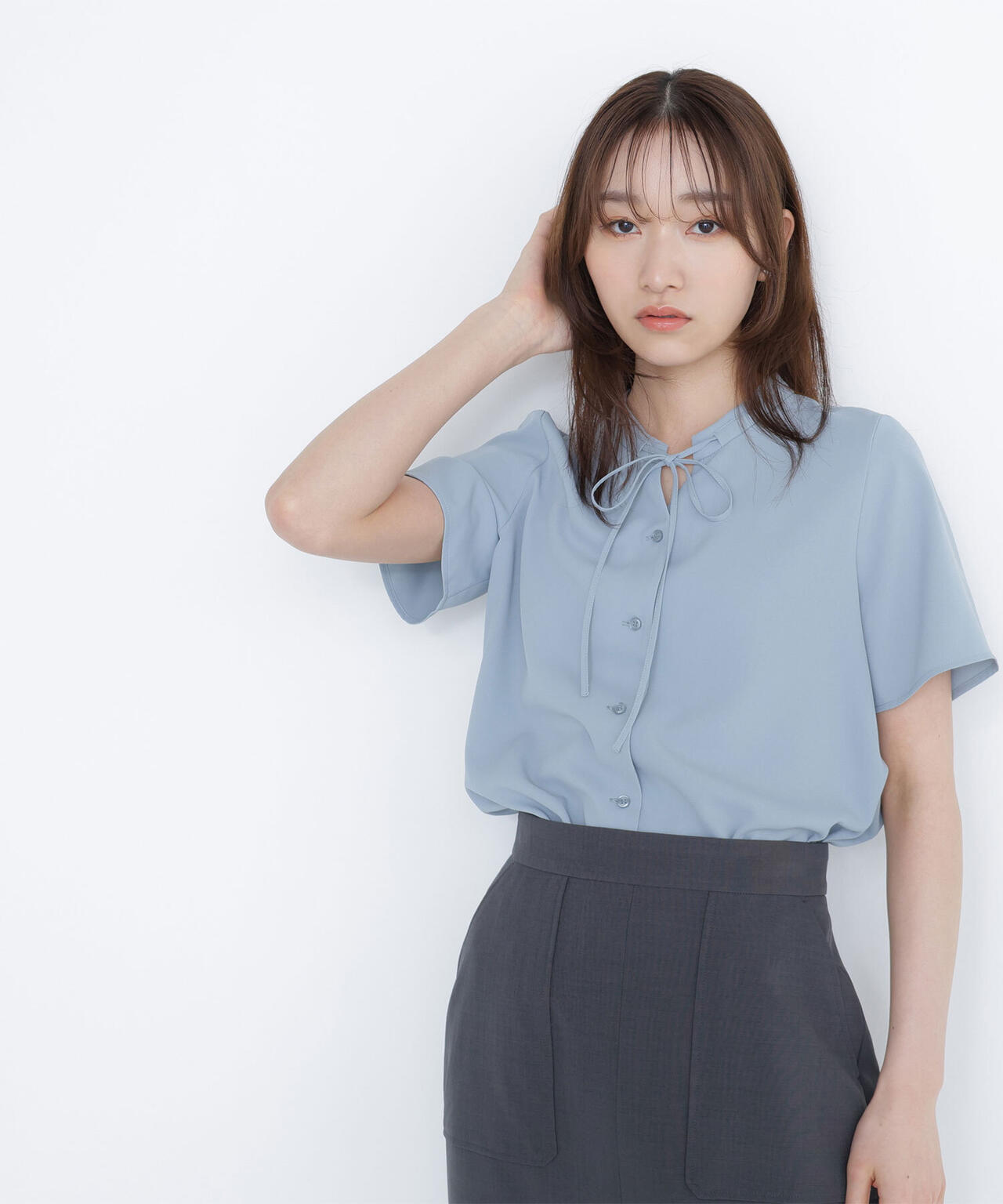 ナローリボンタイブラウス