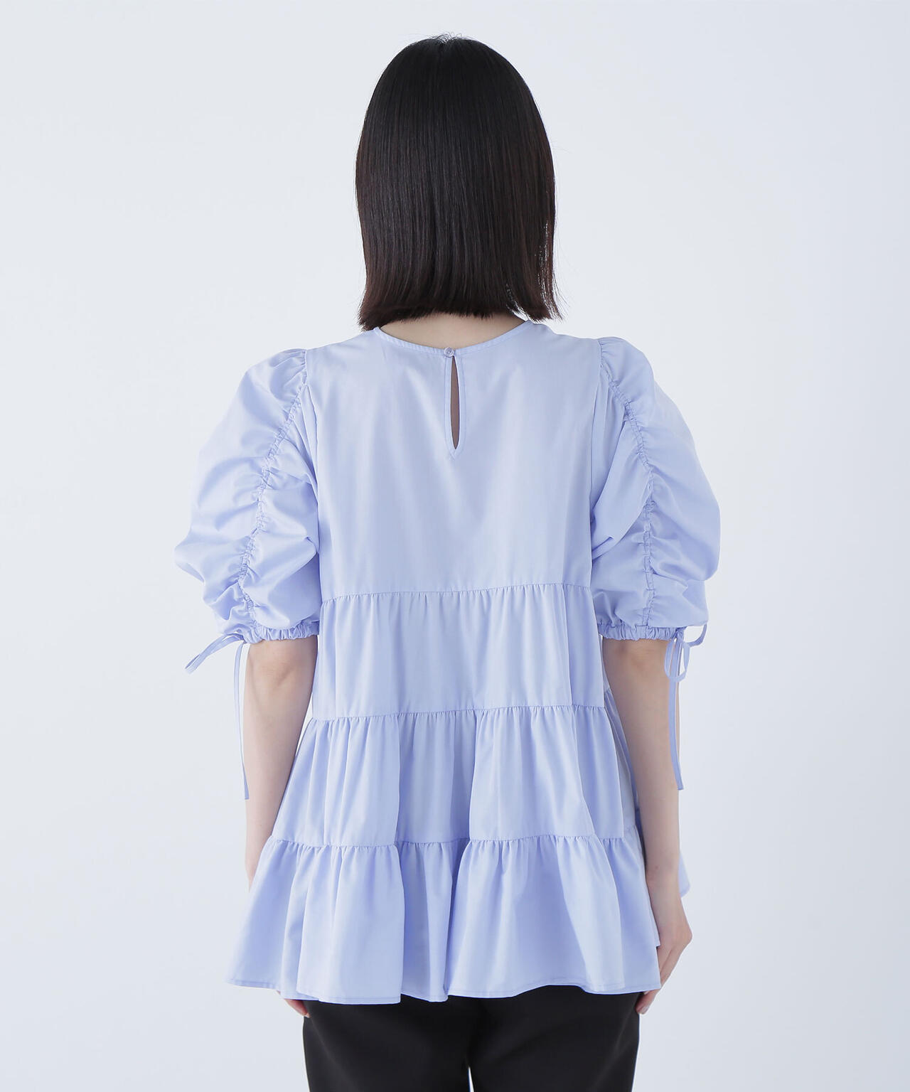 ギャザースリーブティアードチュニックブラウス