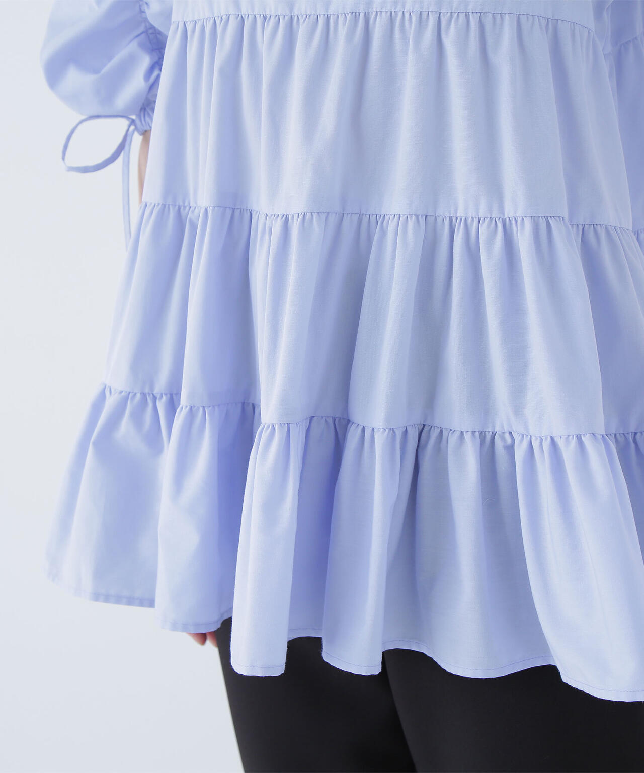 ギャザースリーブティアードチュニックブラウス