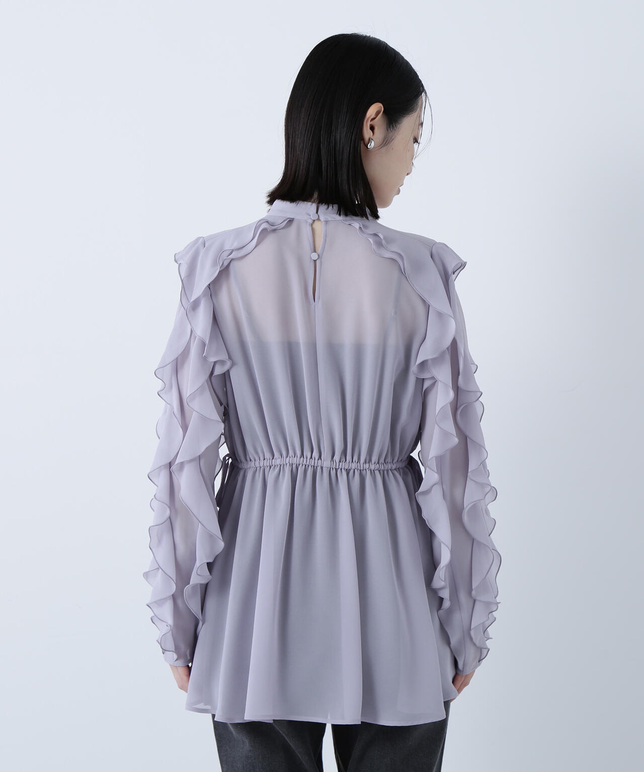 ラッフルスリーブチュニックブラウス