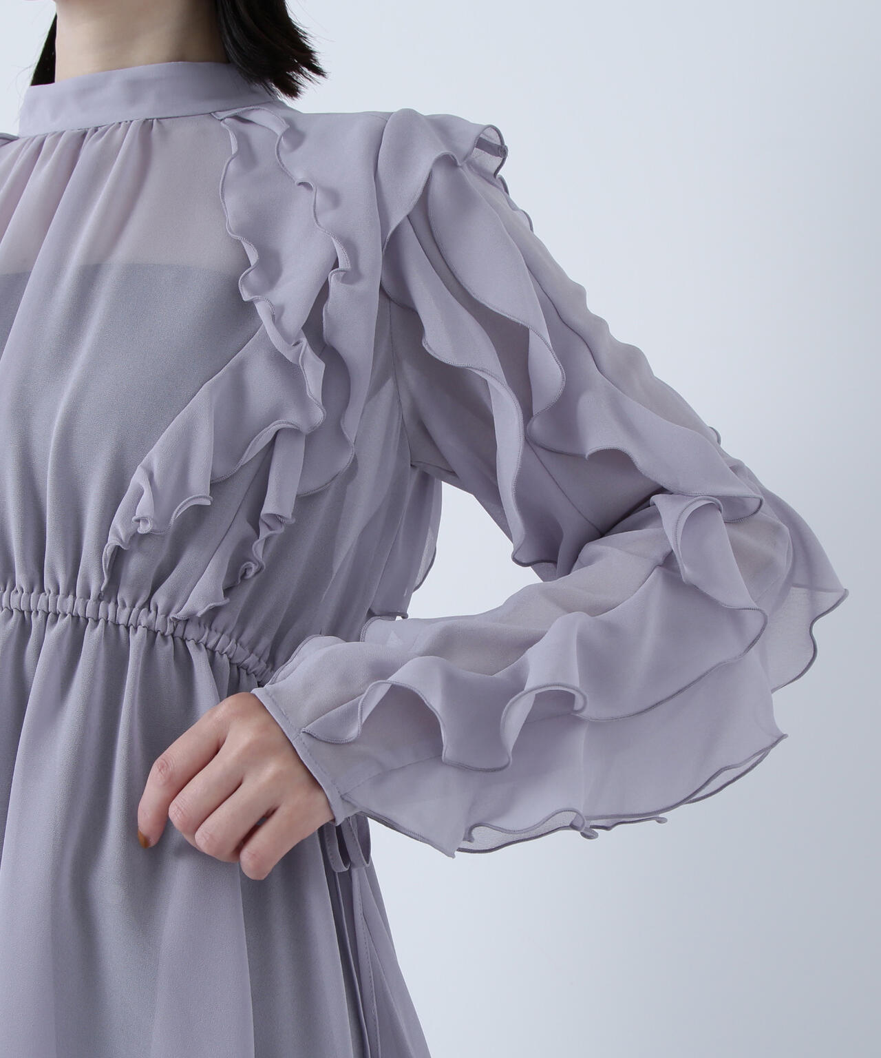ラッフルスリーブチュニックブラウス