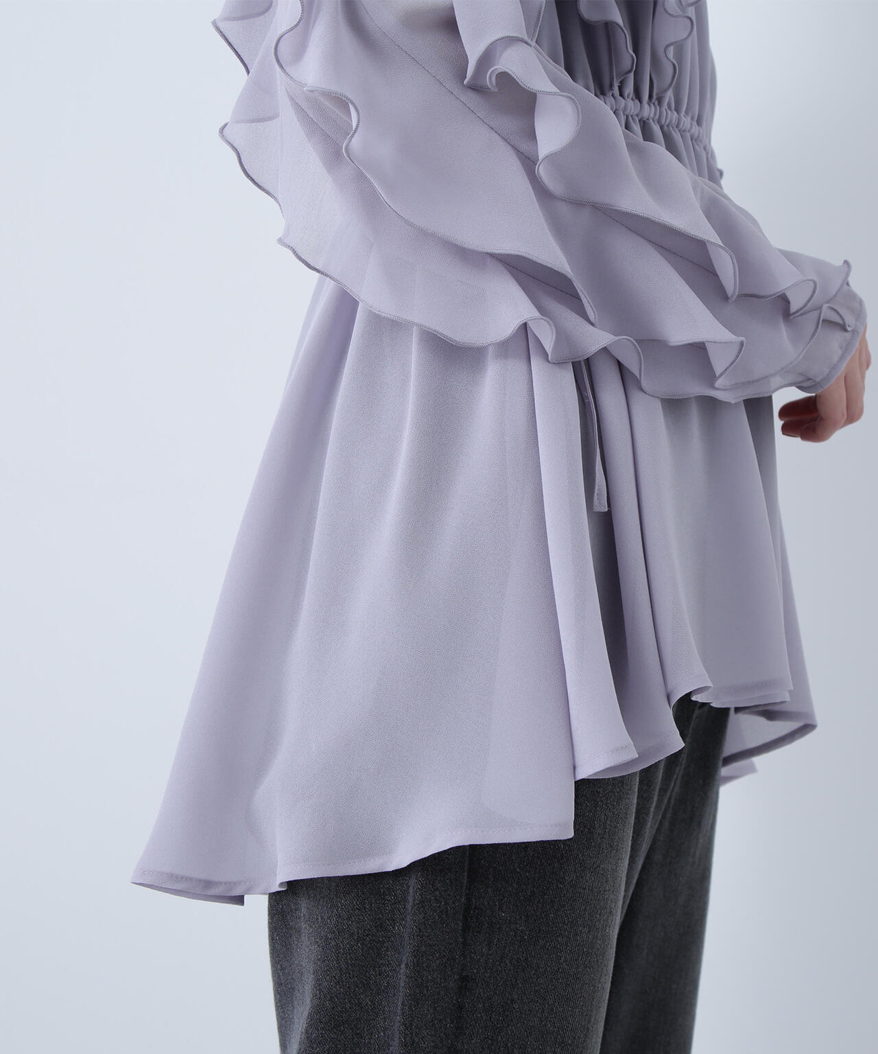 ラッフルスリーブチュニックブラウス