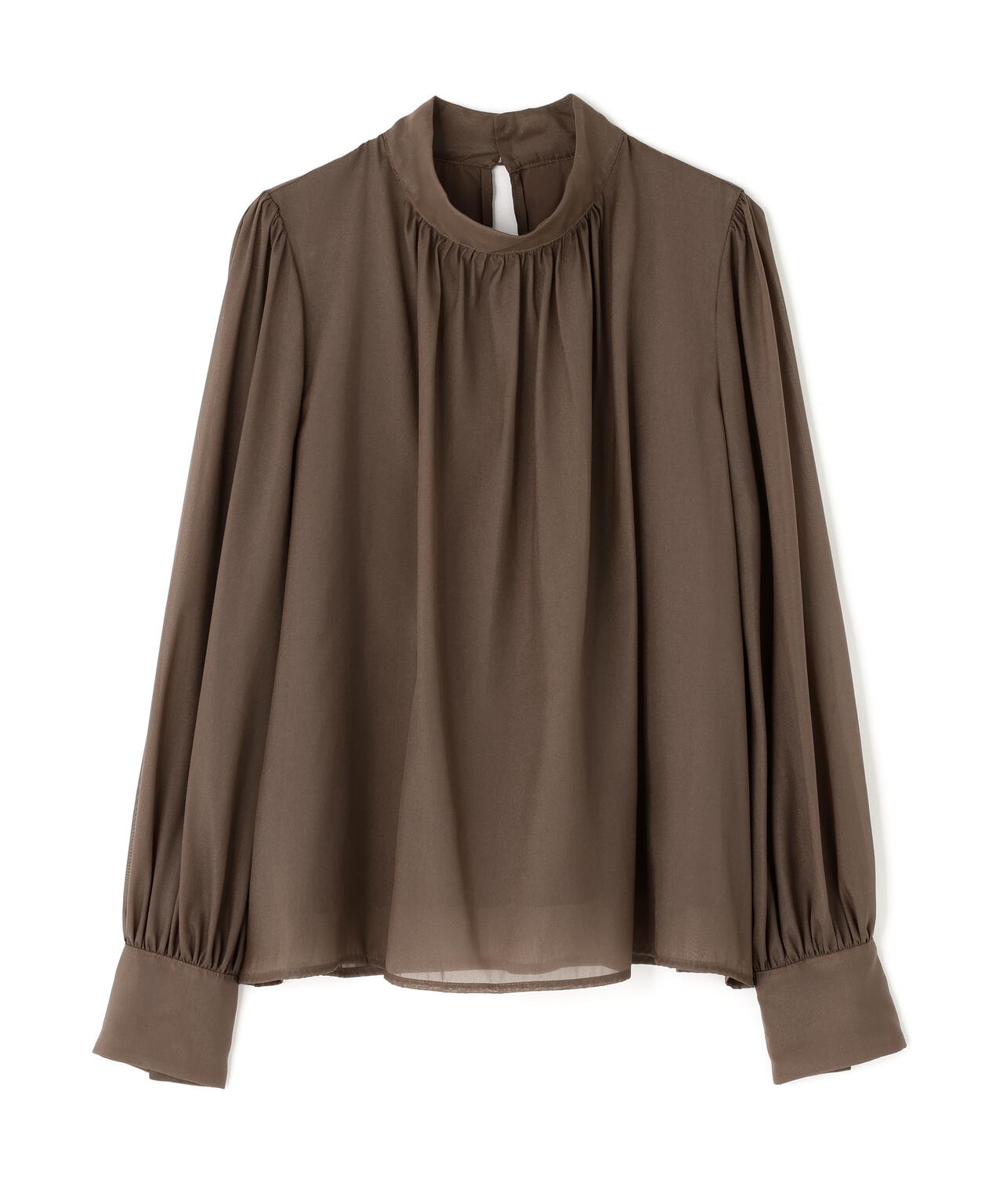 ハイネックボリュームシアーブラウス