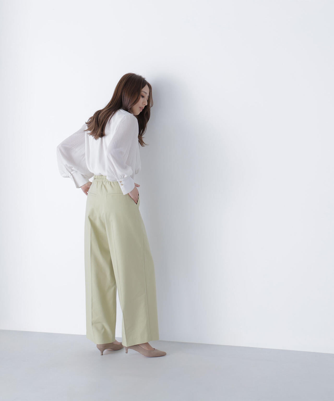 シャーリング楊柳ブラウス