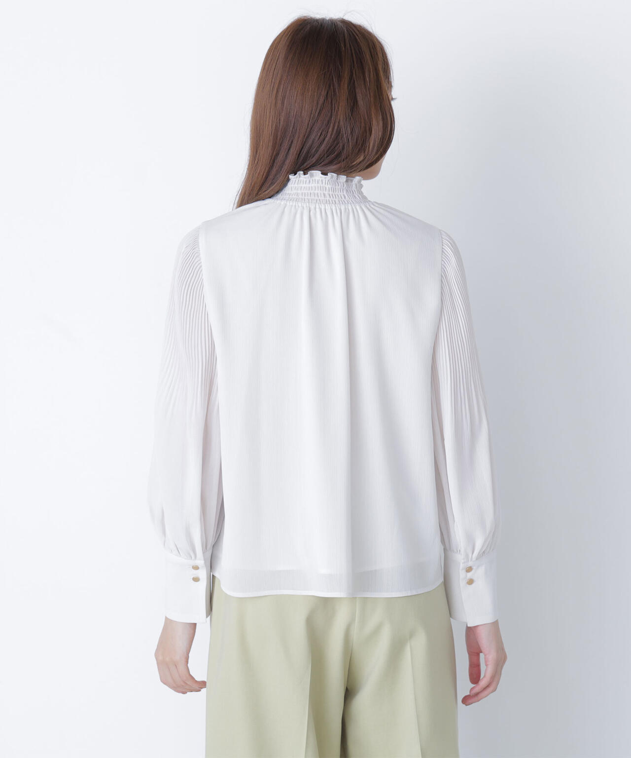 シャーリング楊柳ブラウス