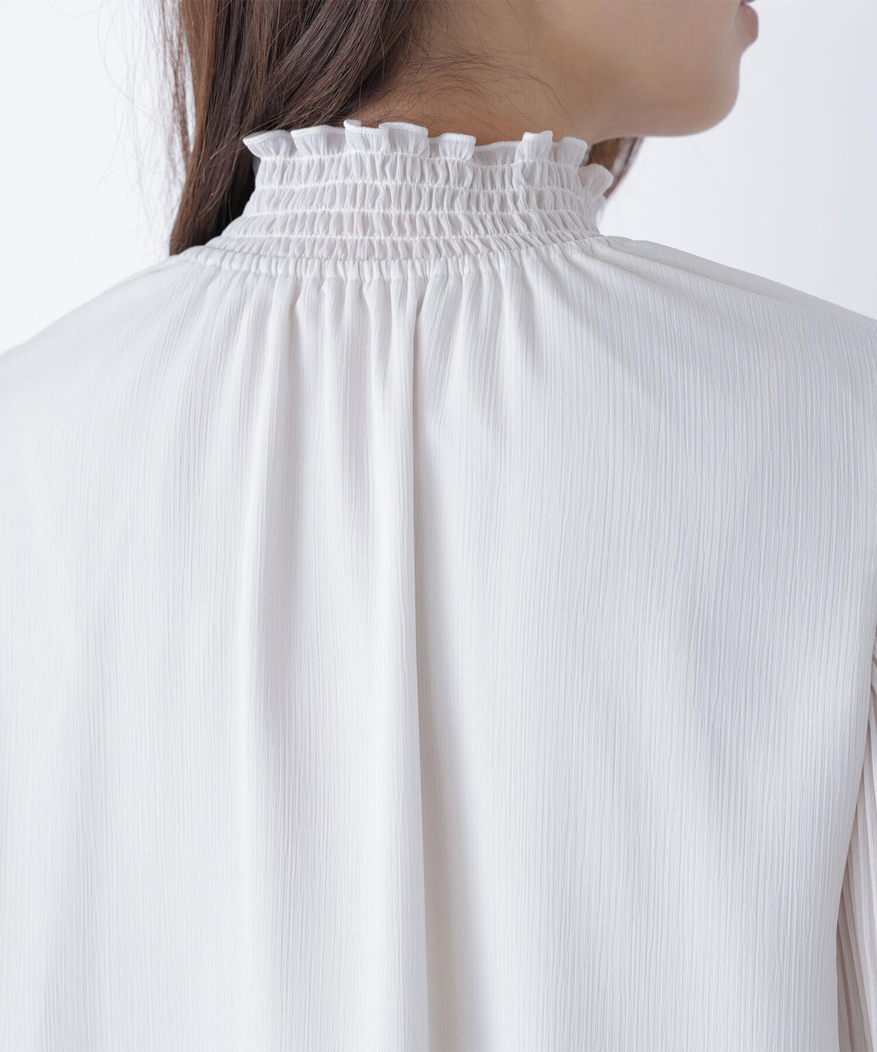 シャーリング楊柳ブラウス