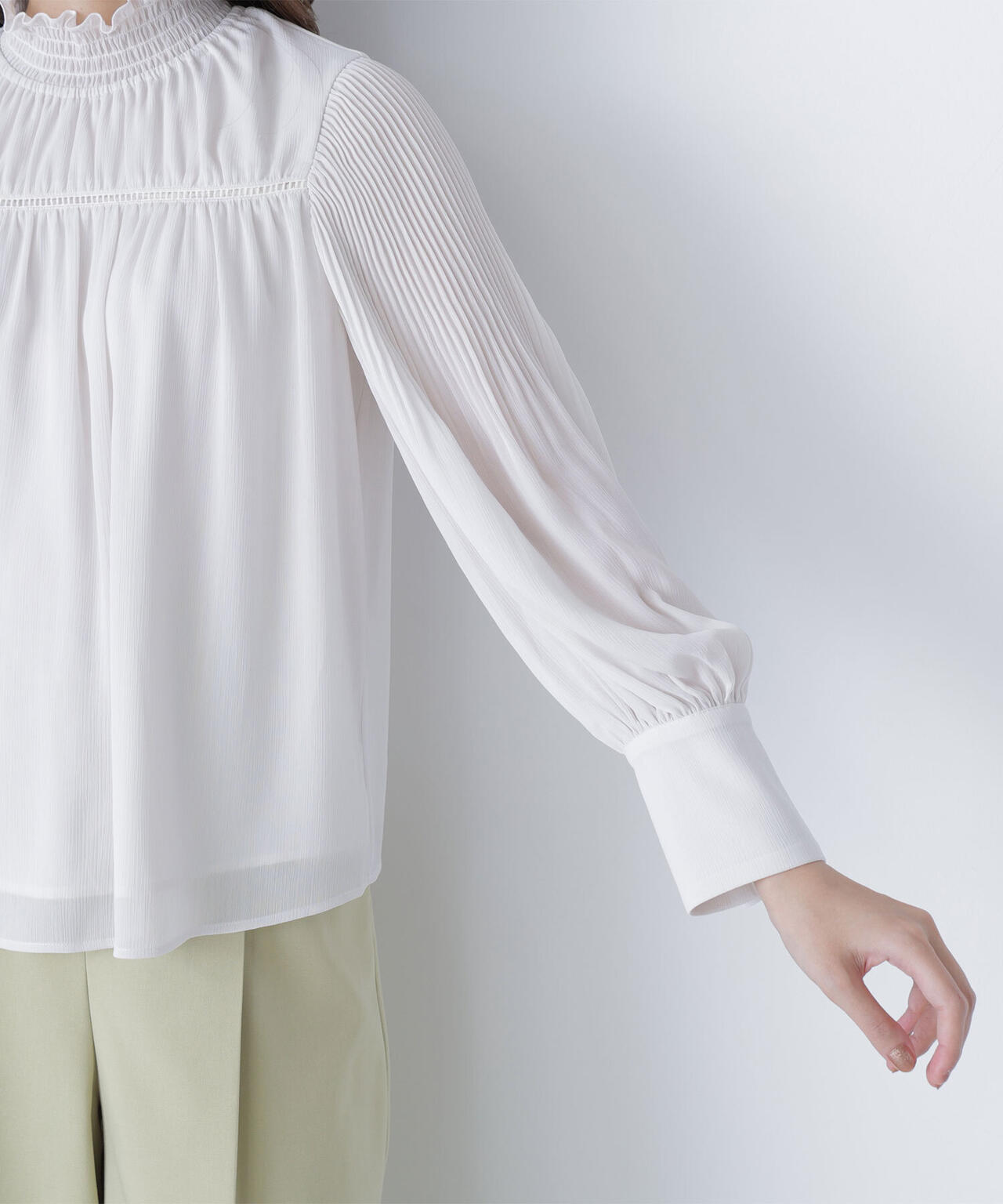シャーリング楊柳ブラウス