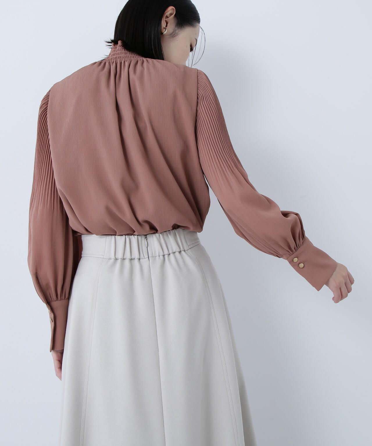 シャーリング楊柳ブラウス