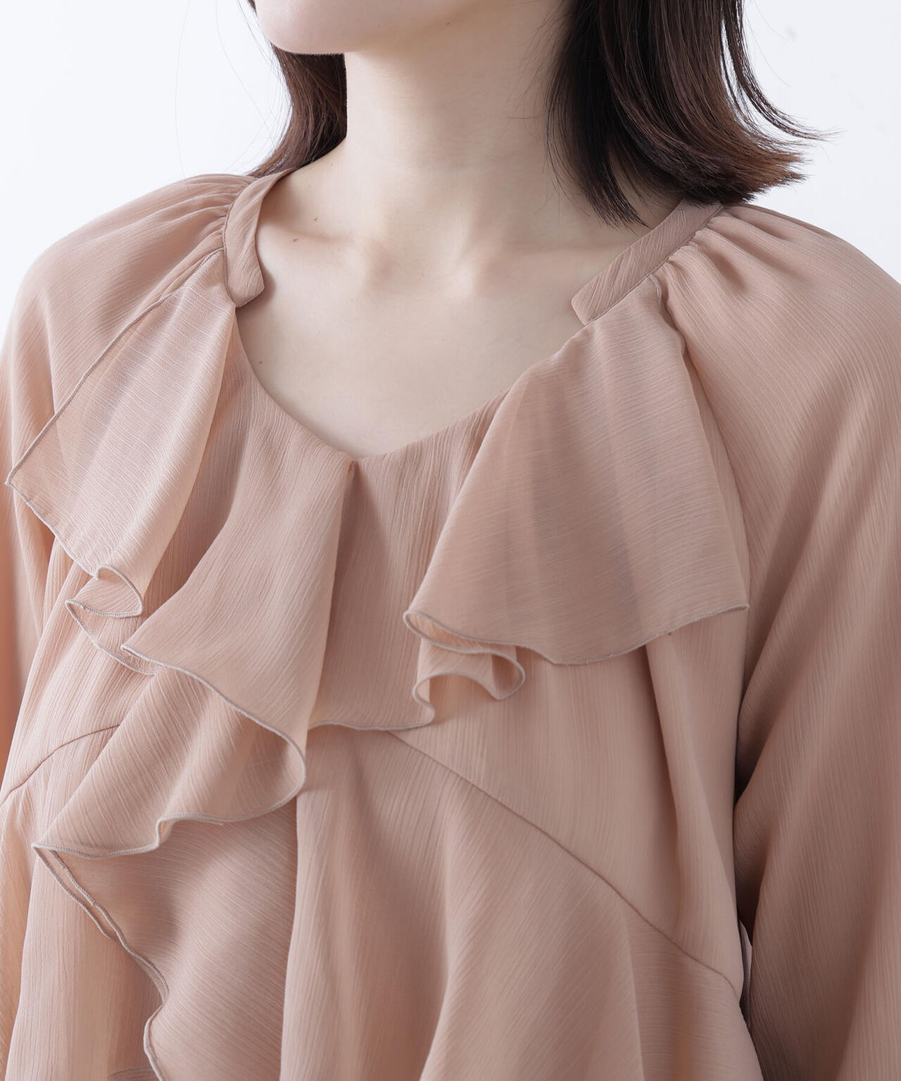 ラッフルフリルチュニックブラウス