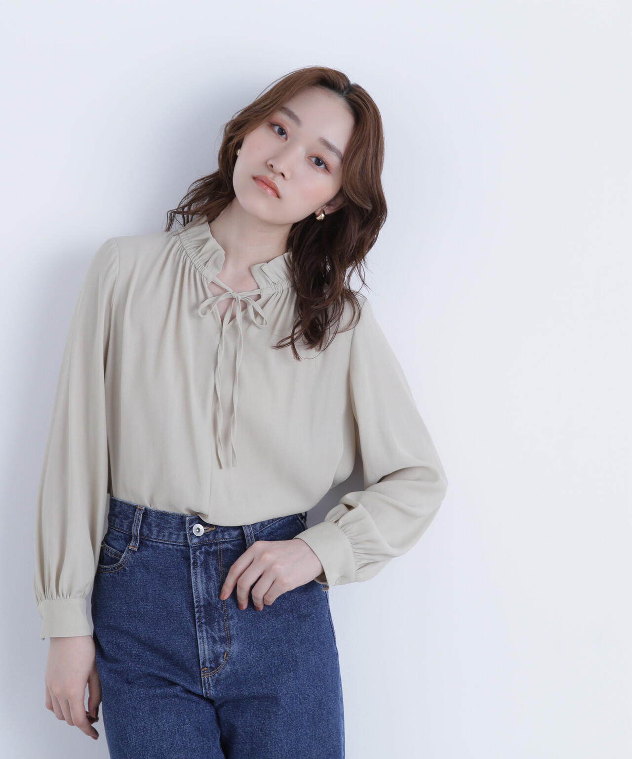 フリルネックリボンブラウス | NATURAL BEAUTY BASIC（ナチュラル
