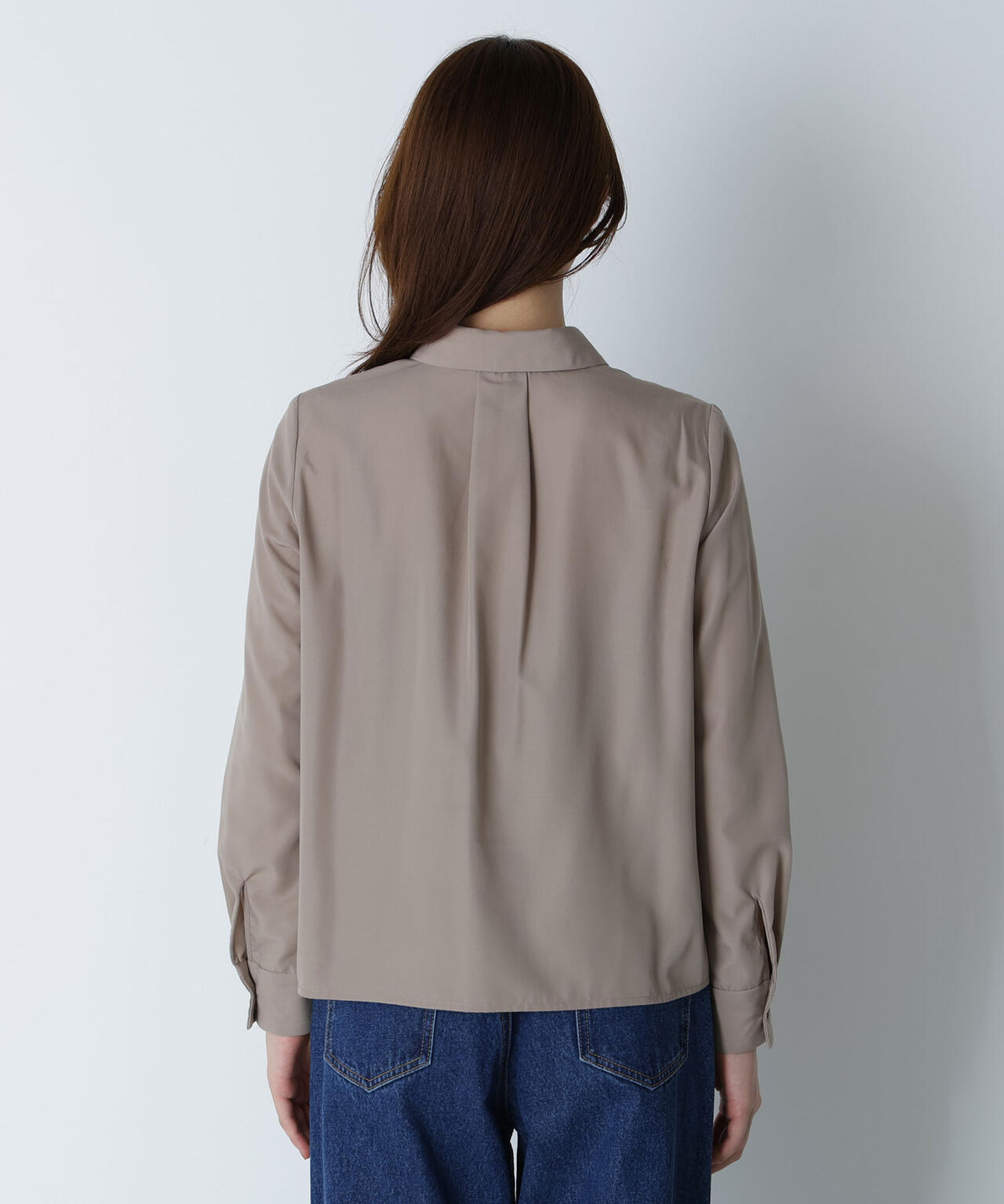 シャツカラーリボンブラウス