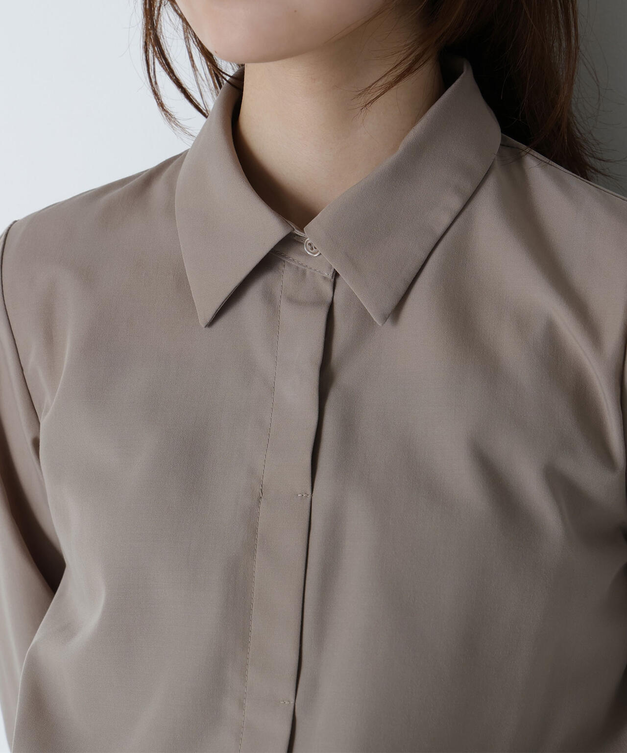 シャツカラーリボンブラウス