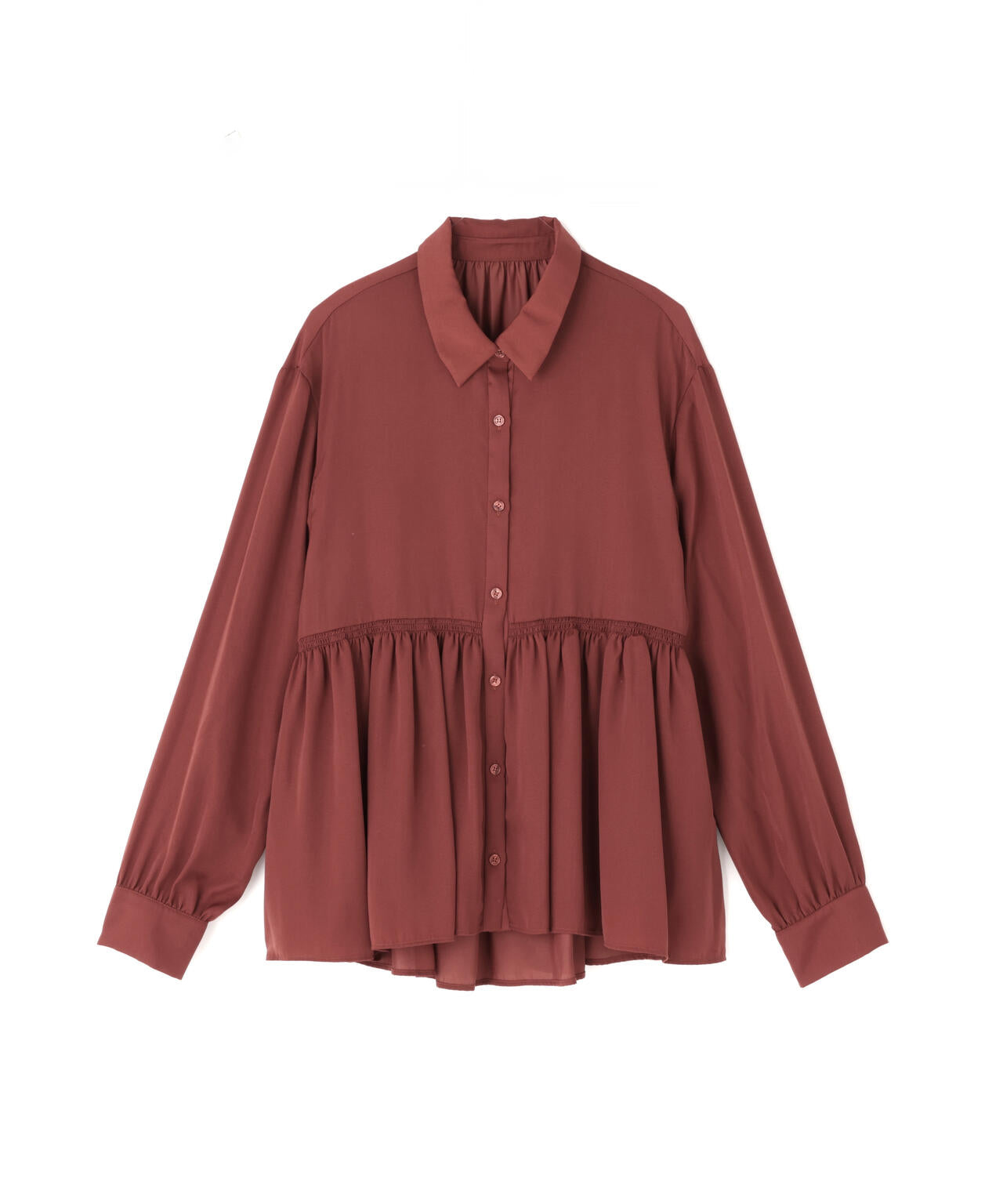 サテンペプラムブラウス