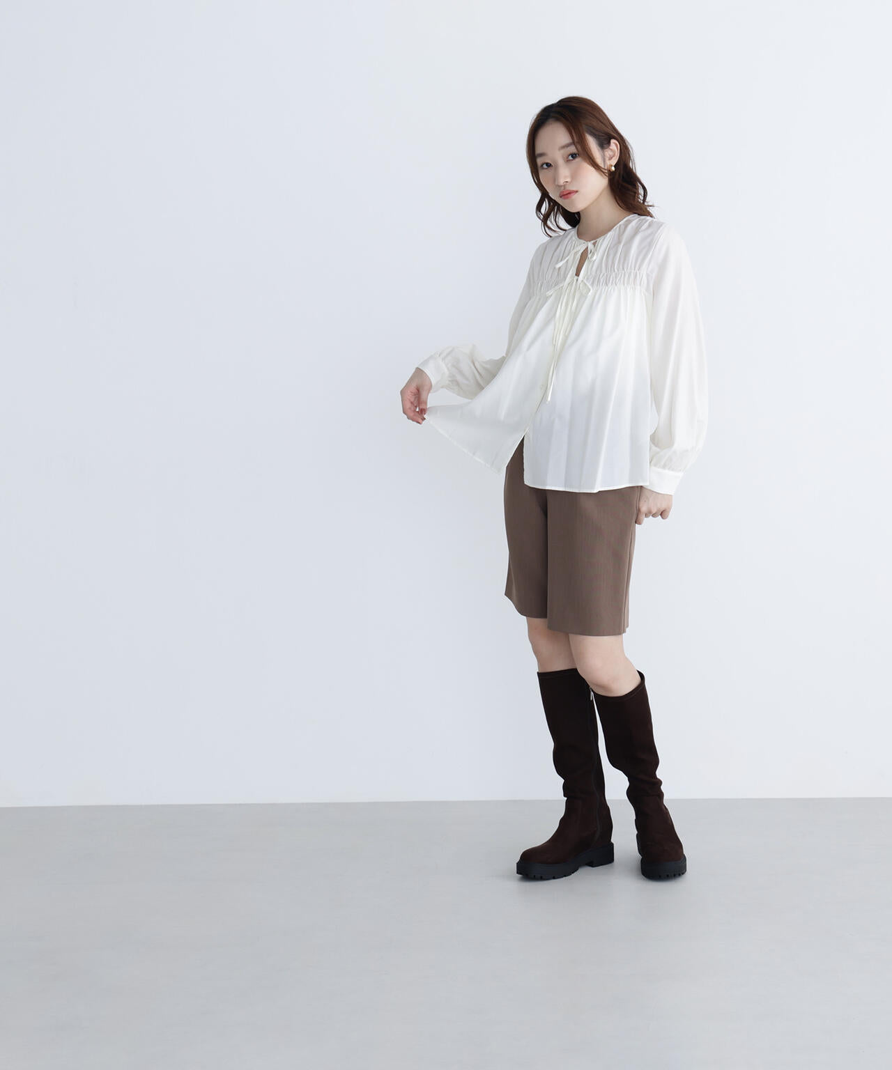 リボンギャザーブラウス | NATURAL BEAUTY BASIC（ナチュラル