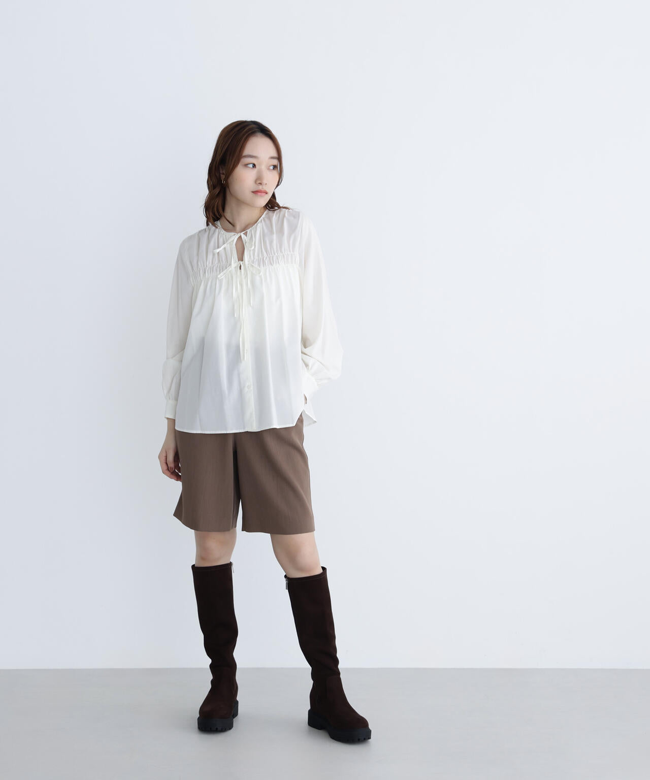 リボンギャザーブラウス | NATURAL BEAUTY BASIC（ナチュラル