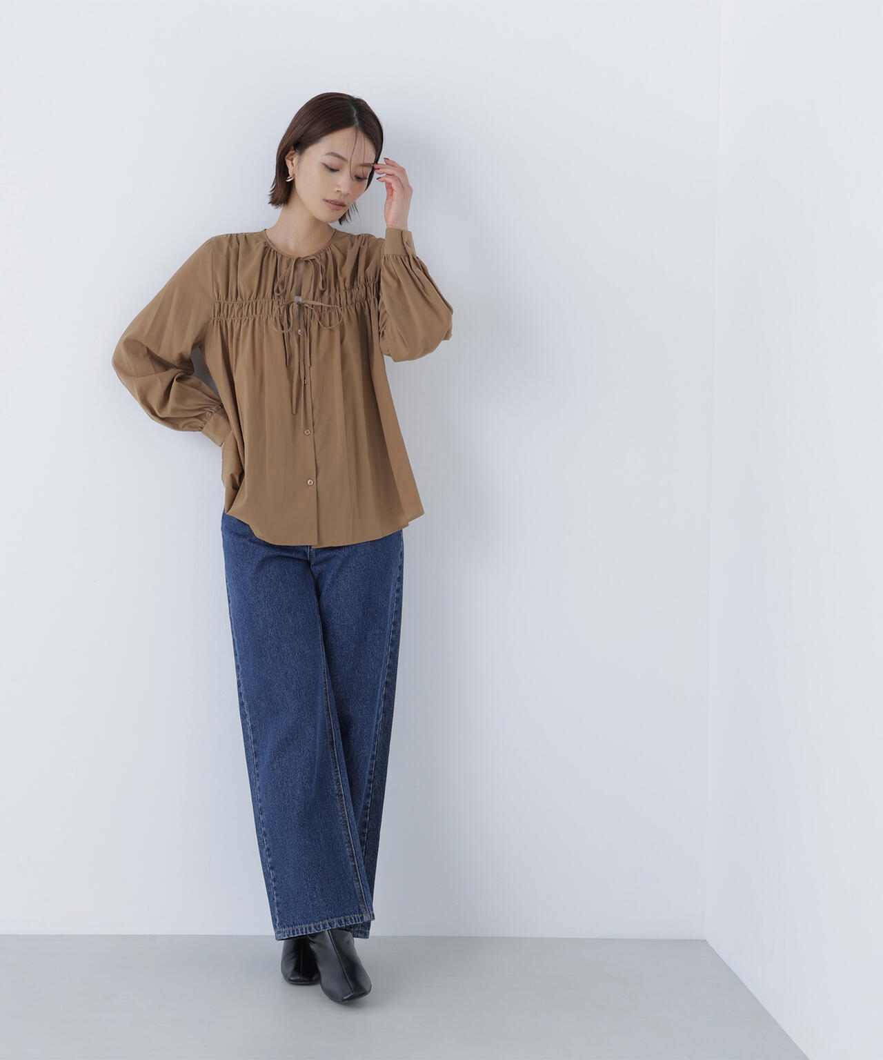 リボンギャザーブラウス | NATURAL BEAUTY BASIC（ナチュラル