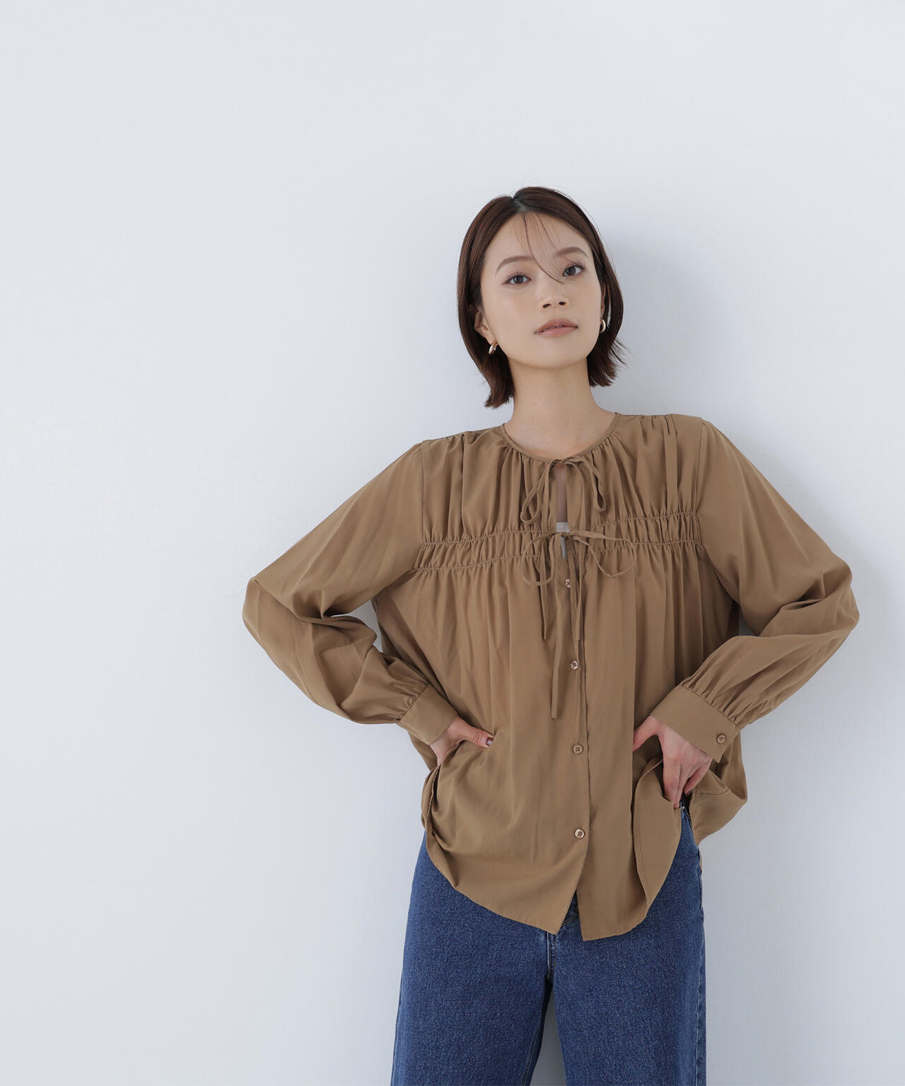 リボンギャザーブラウス | NATURAL BEAUTY BASIC（ナチュラル