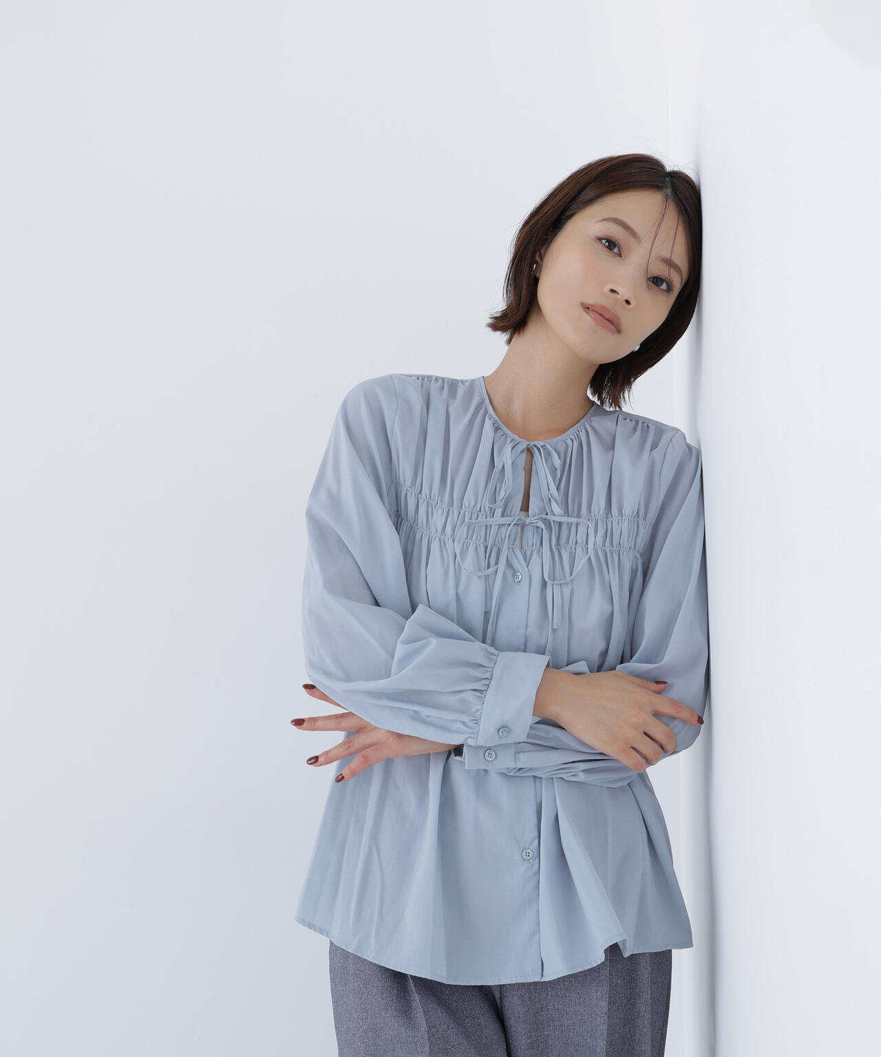 リボンギャザーブラウス | NATURAL BEAUTY BASIC（ナチュラル