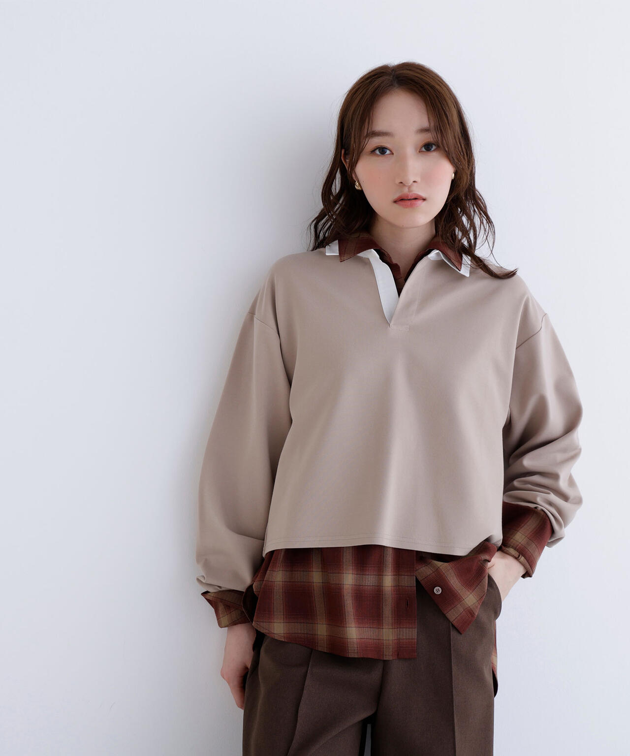 2wayチェックシャツ／ナチュラルビューティーベーシック（NATURAL